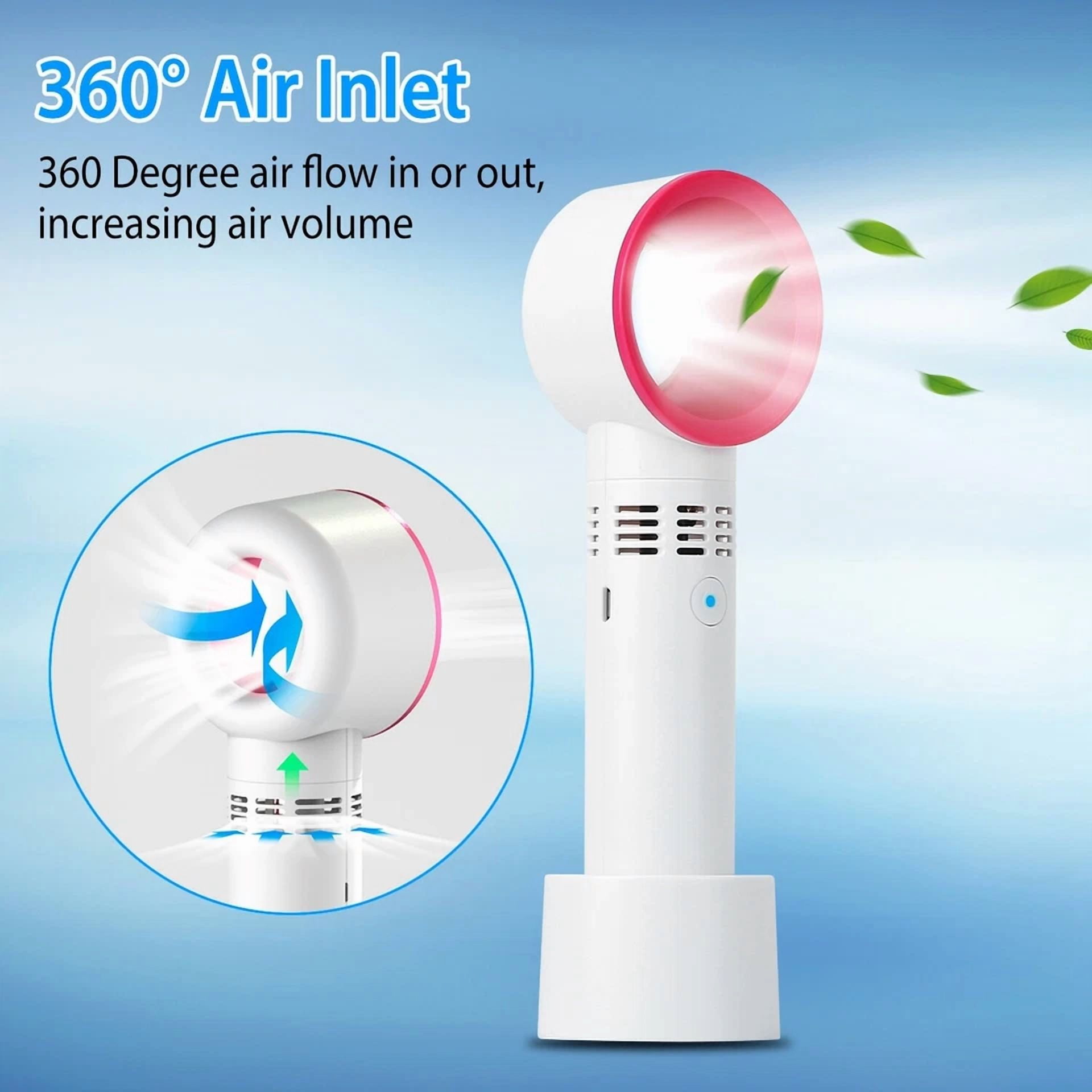VAULT Handheld Bladeless Fan Portable USB Rechargeable Mini Air Cooler (White, 1 Pack) cr83h