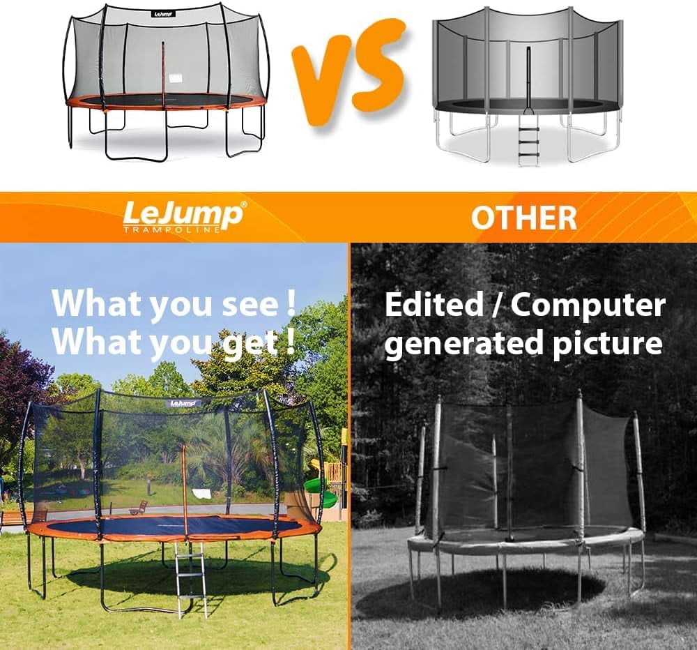 LeJump Flora Springless Recreational Trampoline with Enclosure Net (Orange, 14 ft) 4ez16