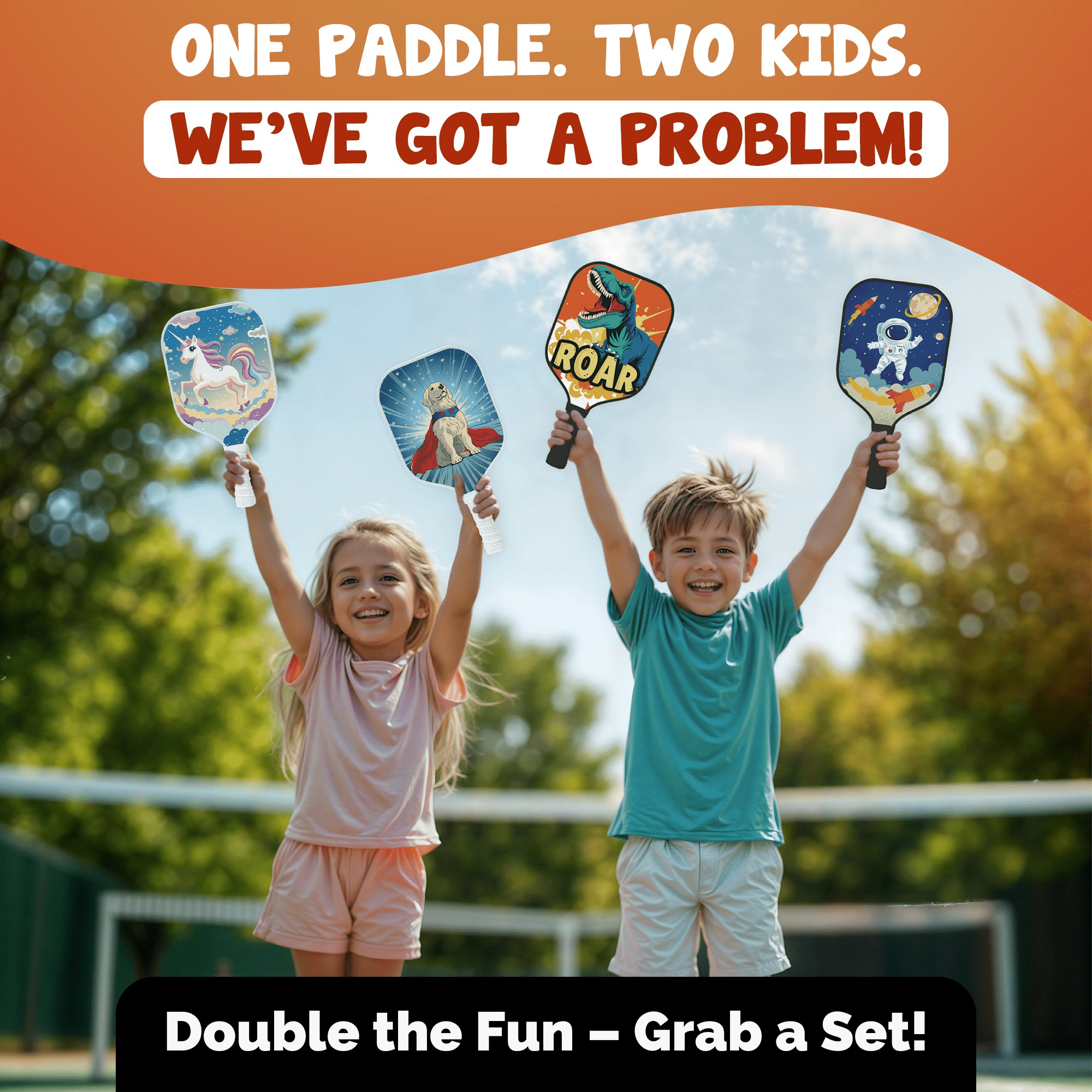 Dany x Kevin Kids Pickleball Paddle Fiberglass Lightweight Beginner Racket (Dinosaur, 0.37 lb) 3gc8u