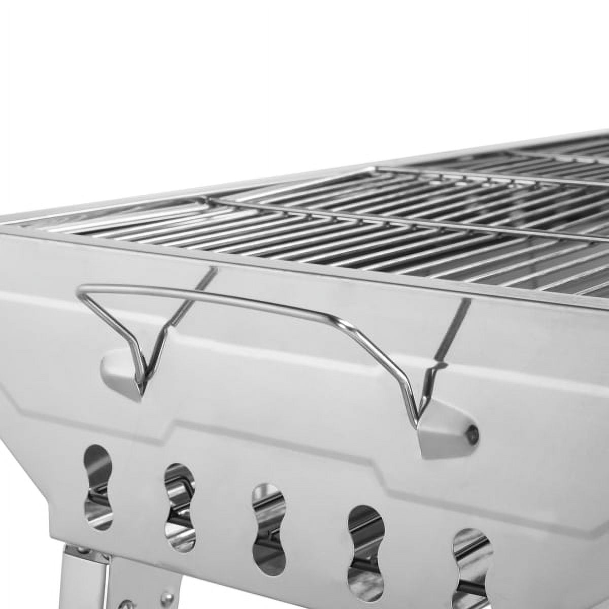 AsterOutdoor Portable Stainless Steel Grill, Lightweight Outdoor Camping BBQ Stove with Anti-Scald Handle (Silver, 15.7 in x 11.8 in) 9ky87