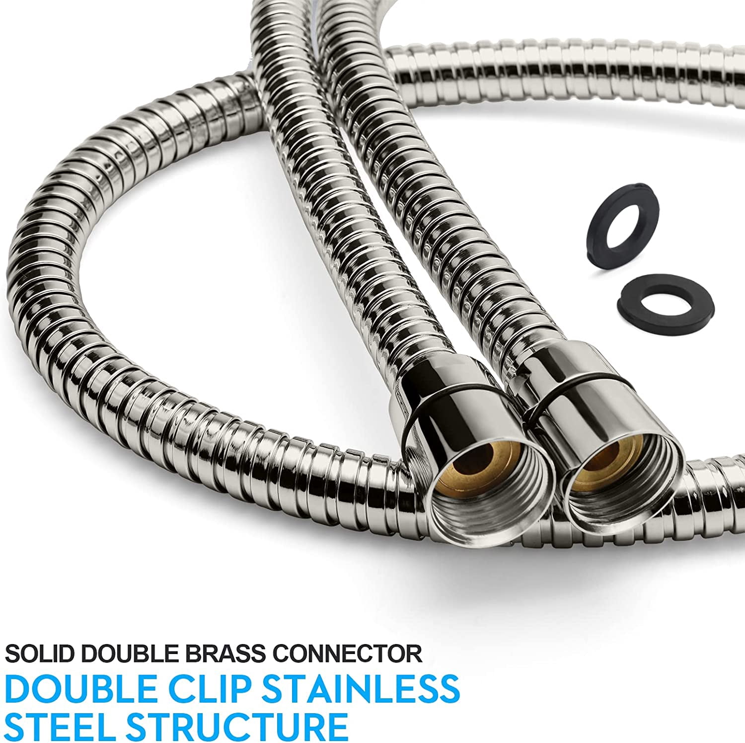 HuiJuMei Extra Long Stainless Steel Handheld Shower Hose (Brushed Nickel, 79 in) d9lhy