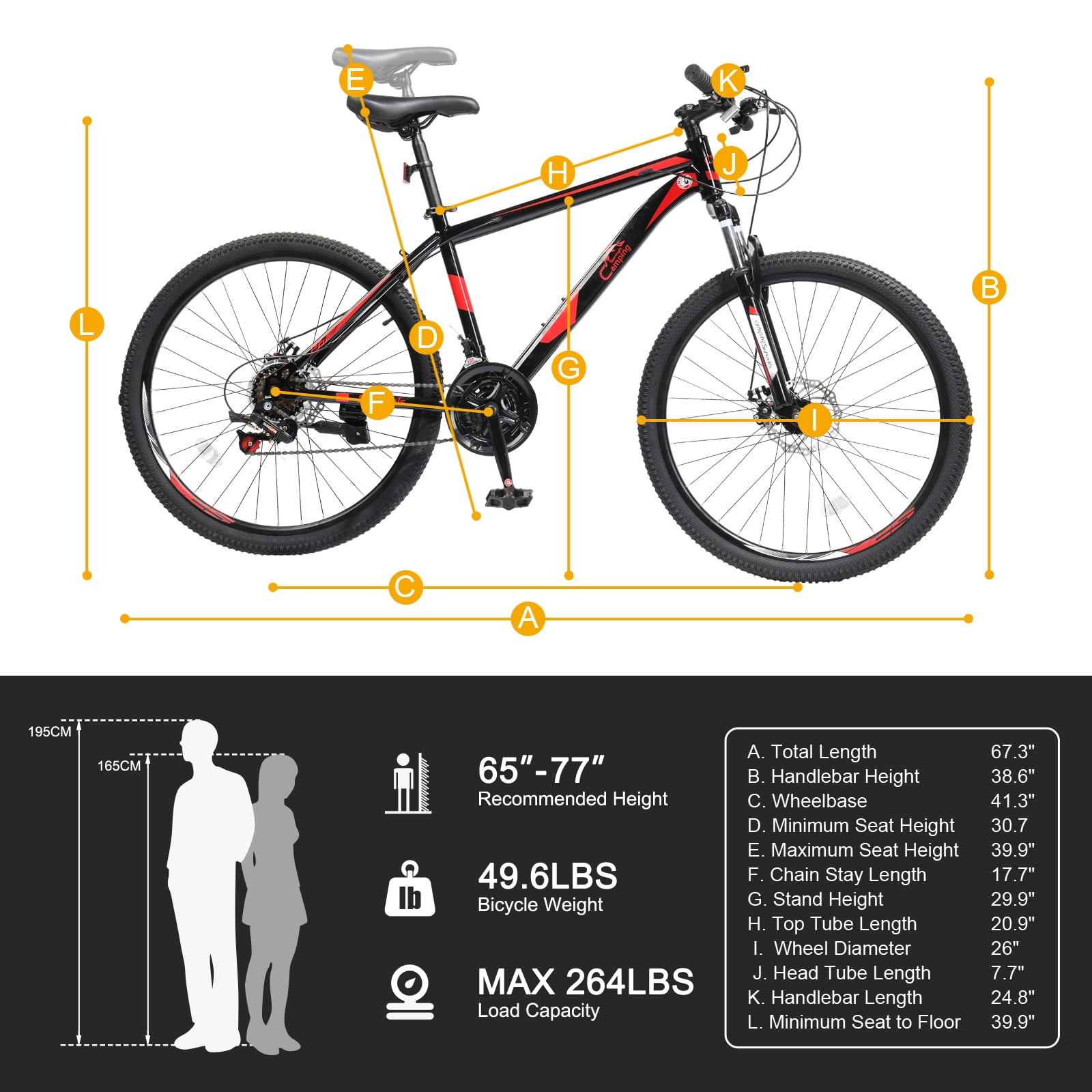 UBesGoo 26 in Mountain Bike, 21-Speed Lightweight Trail Bicycle with Disc Brakes and Suspension (Red/Black, 26 in) mrjag