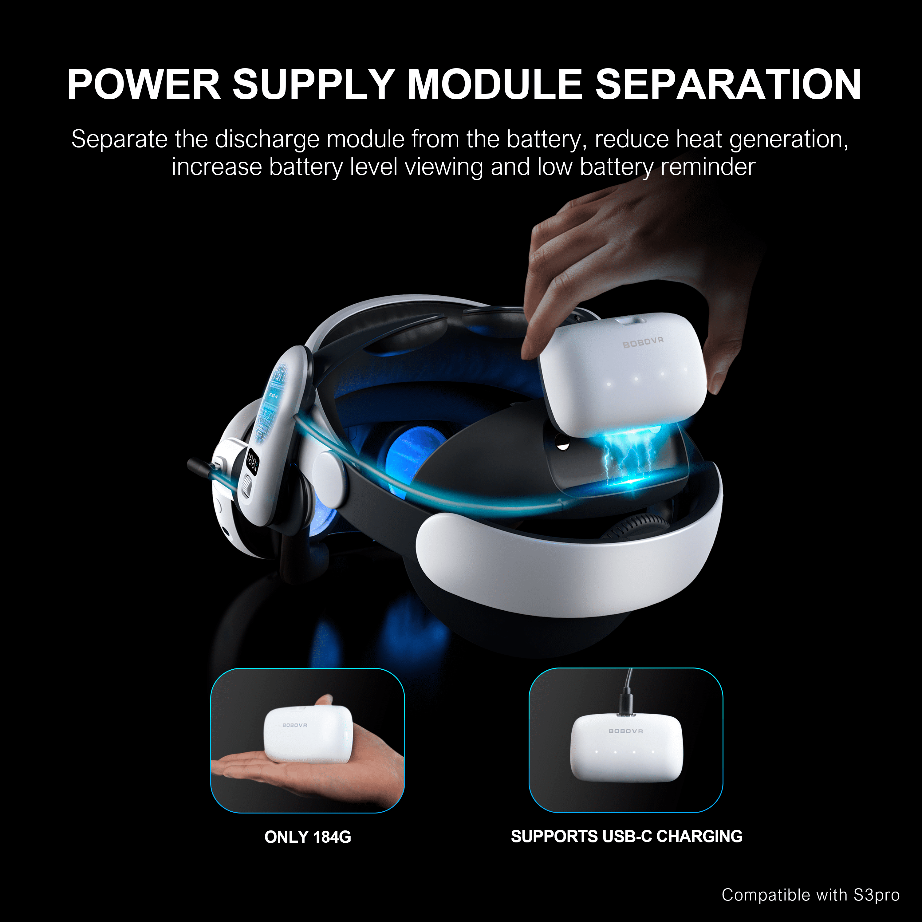BOBOVR B100 Magnetic Battery Pack for S3 Pro (10000mAh, 1 Pack) 68wxo