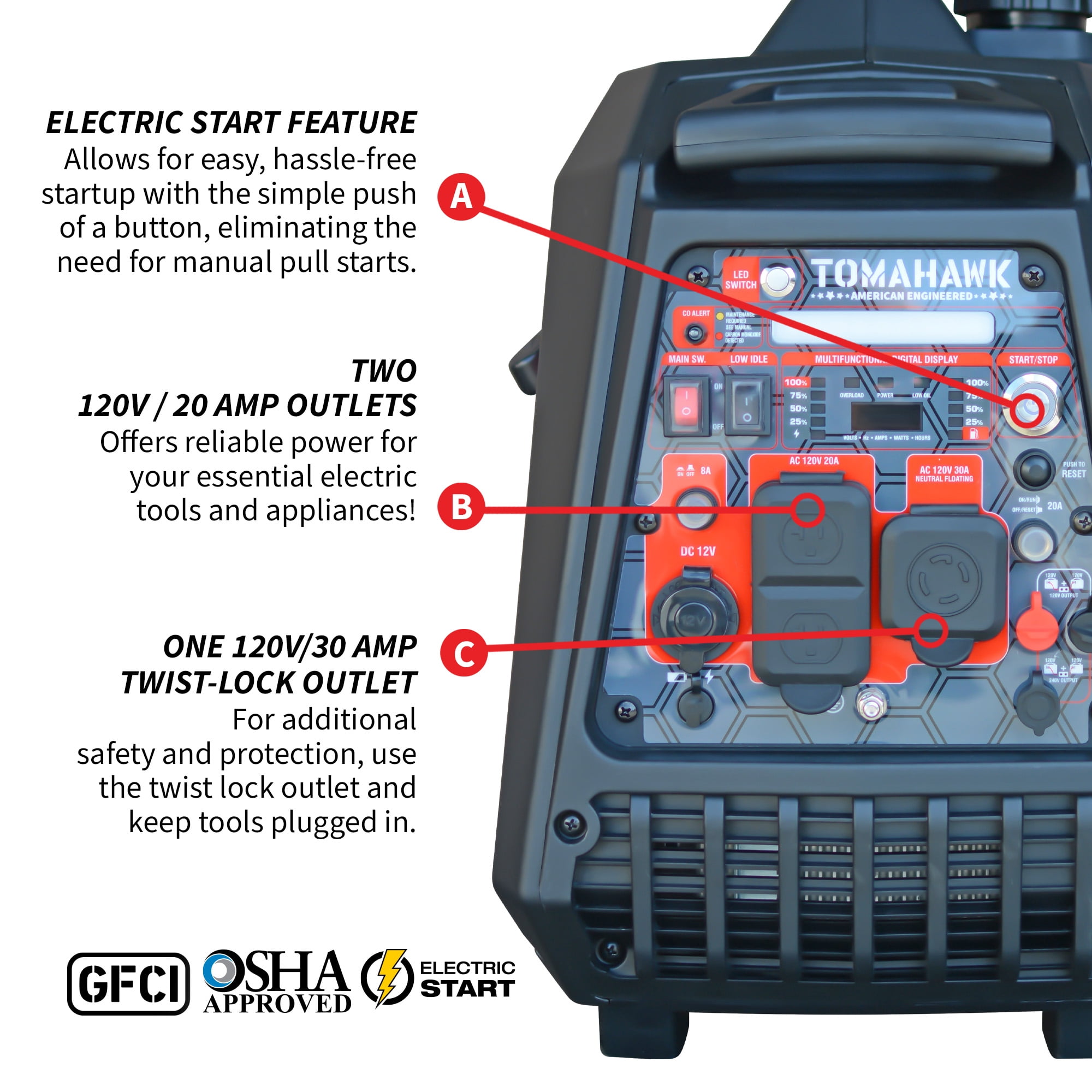 Tomahawk Power 4500 Watt Inverter Generator with EFI Technology (Portable, Quiet, Gas Powered) wk3ca