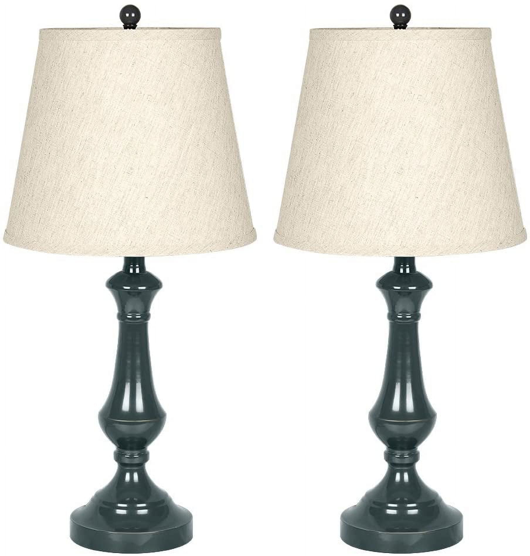 Oumilen Contemporary Metal Table Lamp Set, Modern Fabric Shade Accent Lighting (Blue, 25 in Height, Set of 2) xe6al