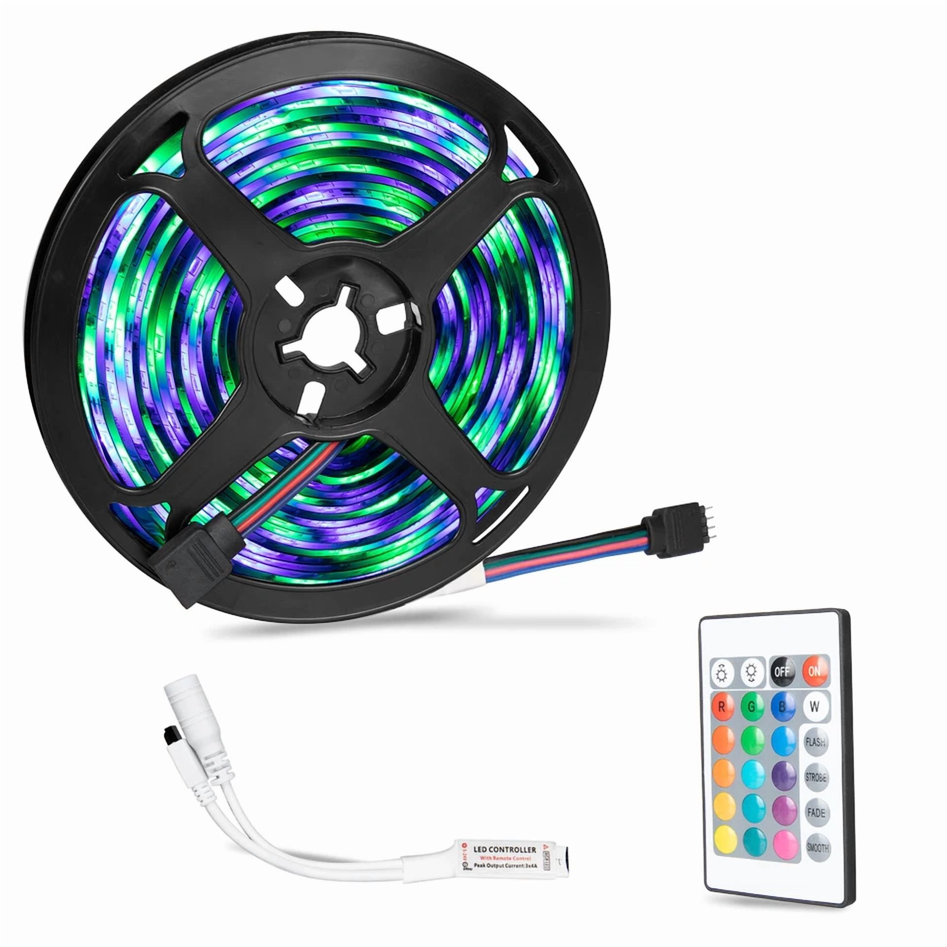 YANI LED Strip Lights RGB Color Changing Lighting Kit for Bedroom Decor (Multicolor, 16.4 ft) xo6ii