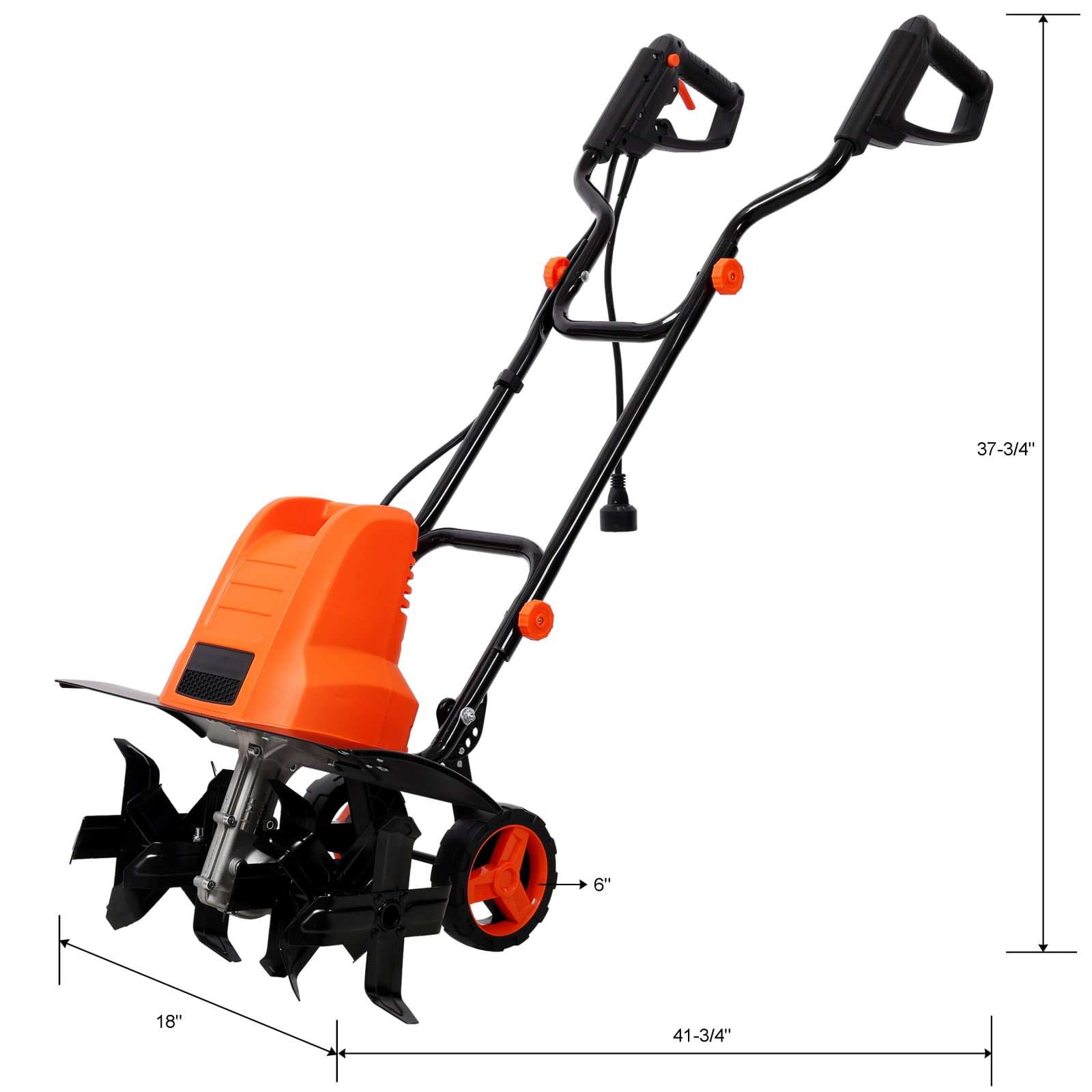 Deiokin Electric Garden Tiller, 13.5 Amp Corded Cultivator with 24 Steel Tines, Adjustable Wheels (18 in Width, 9 in Depth) i4rd2
