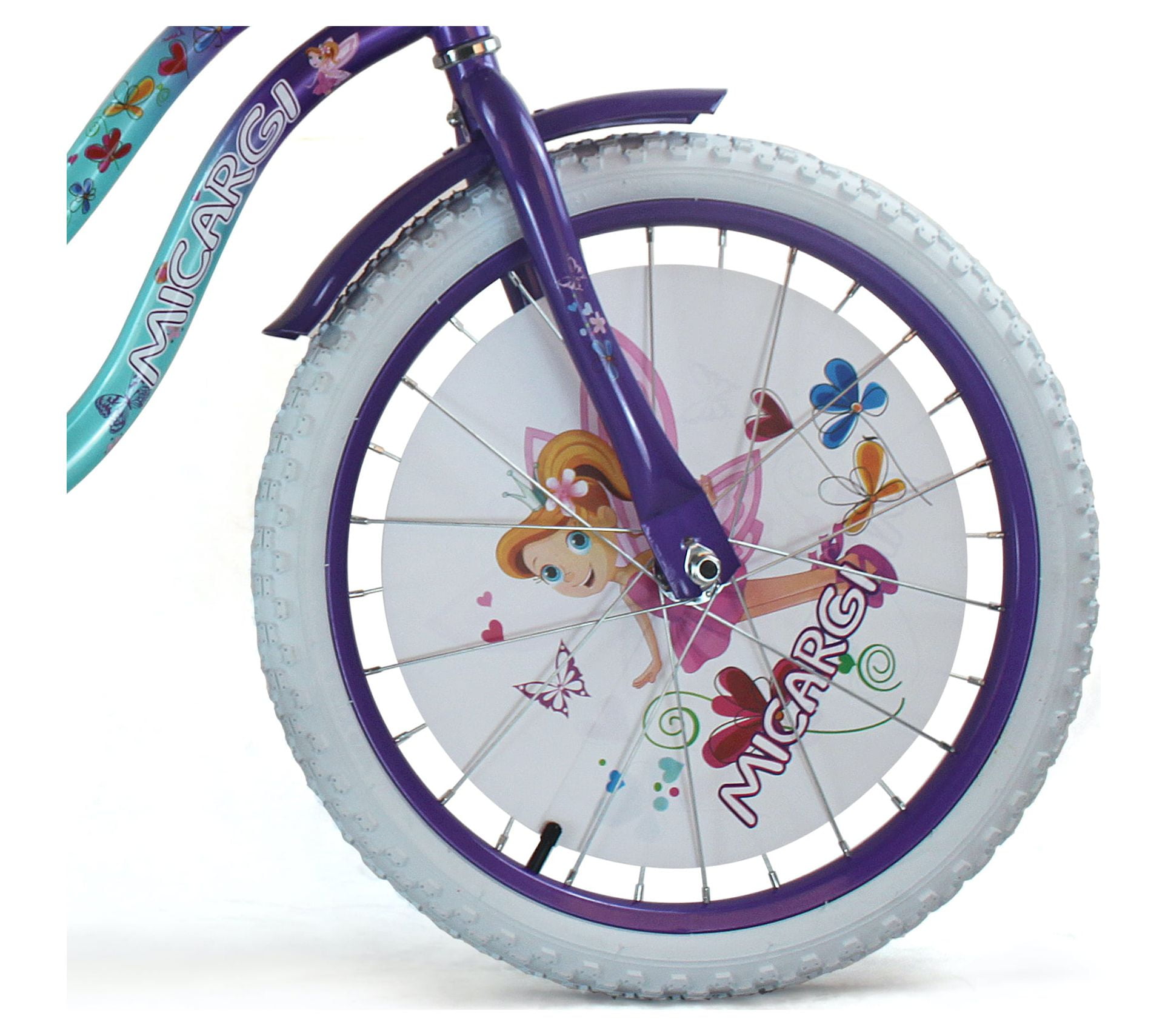 PlayWorld 20 in. Cruiser Bicycle for Kids, Steel Frame with Coaster Brake and Fenders (Purple/Baby Blue, 20 in.) o6i9u
