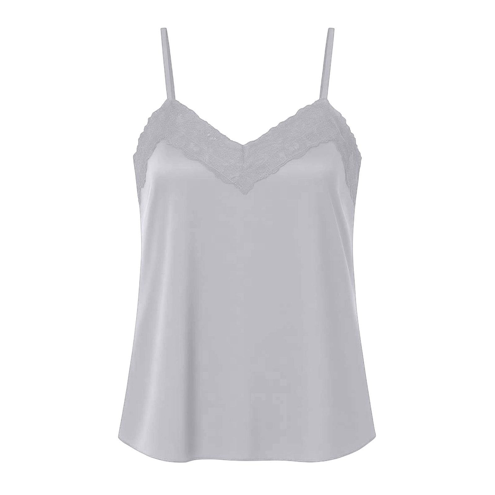 Hauaitttt Women Summer Tank Top Adjustable Spaghetti Strap Silk Camisole (Grey, S) 9xhju