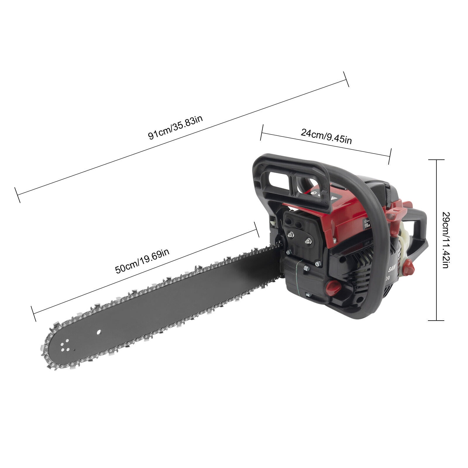 TFCFL 58cc 2-Stroke Gas Powered Chainsaw (Black, 20 in) 2l8sq