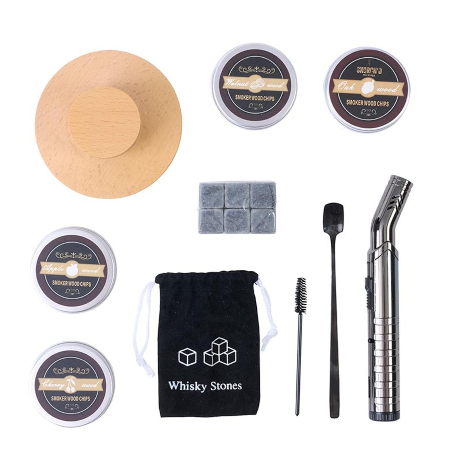 Cole Wheeler Cocktail Smoker Kit (Beechwood and Stainless Steel, 10 in x 9 in x 4 in) g76id