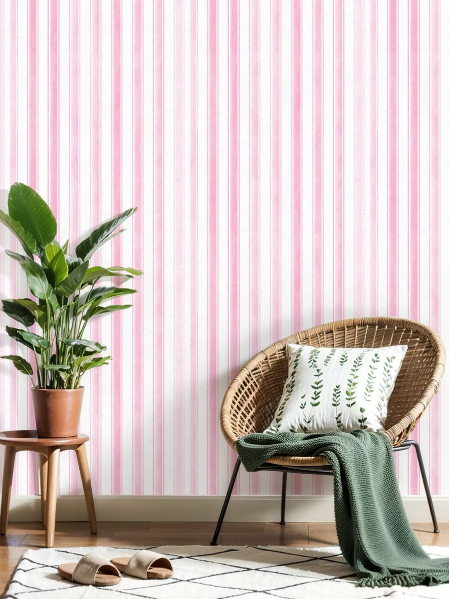 Kanworse Boho Peel and Stick Wallpaper, Soft Pink Striped Textured Wall Mural, Removable Self-Adhesive Decor (17.7 in x 9.8 ft) 1tdrp