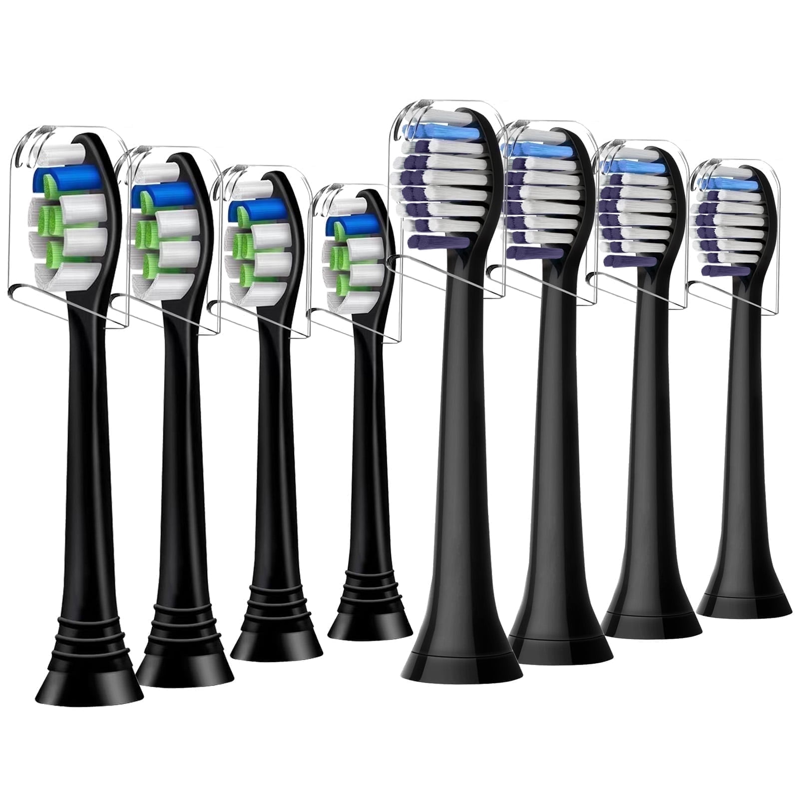 Valuabletry Replacement Brush Heads for Philips Sonicare Electric Toothbrush, Precision Clean and Whitening Clean (Black, 8 Pack) qeqaz