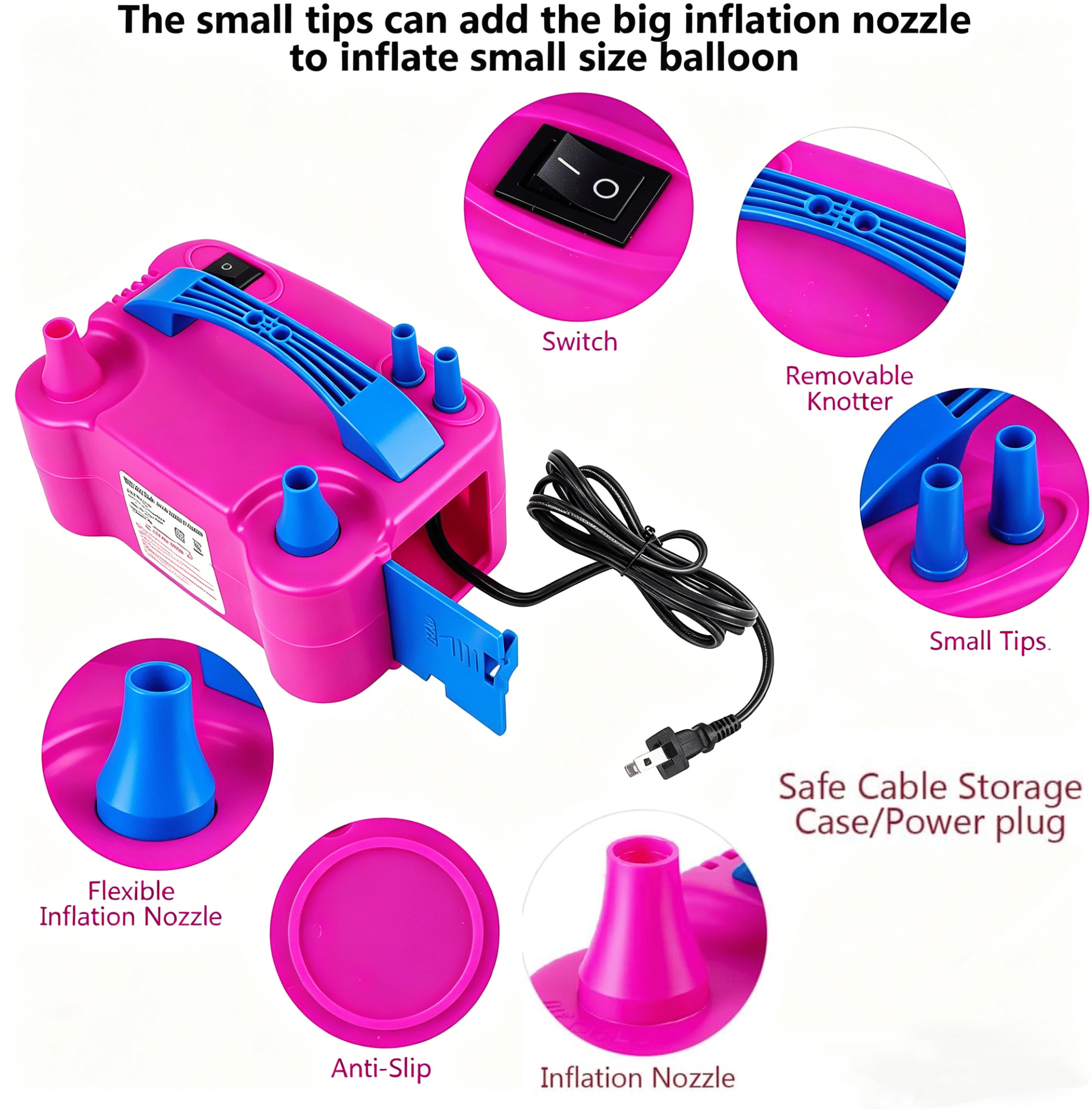 Morelax Electric Balloon Pump, Portable Dual Nozzle Inflator for Party Decorations (1.2 lb) 4cwmk