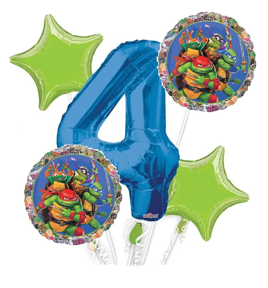 Anagram Teenage Mutant Ninja Turtles Balloon Bouquet (4th Birthday, 5 pcs) iv33n