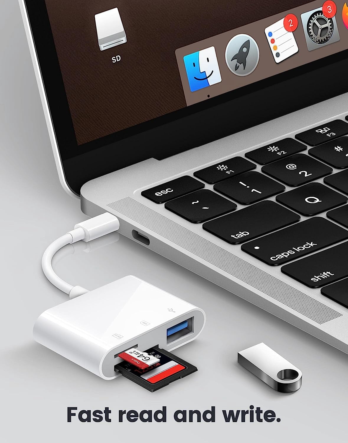 ZHANGHENG 3-in-1 USB-C SD Card Reader Adapter for iPhone 15/16 and iPad (Dual Slot, USB Port) 6chhr