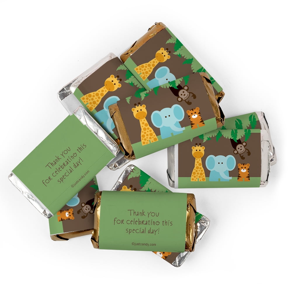 Just Candy Jungle Safari Baby Shower Mini Wrappers for Chocolate Bars (Green, 100 Count) t2eov