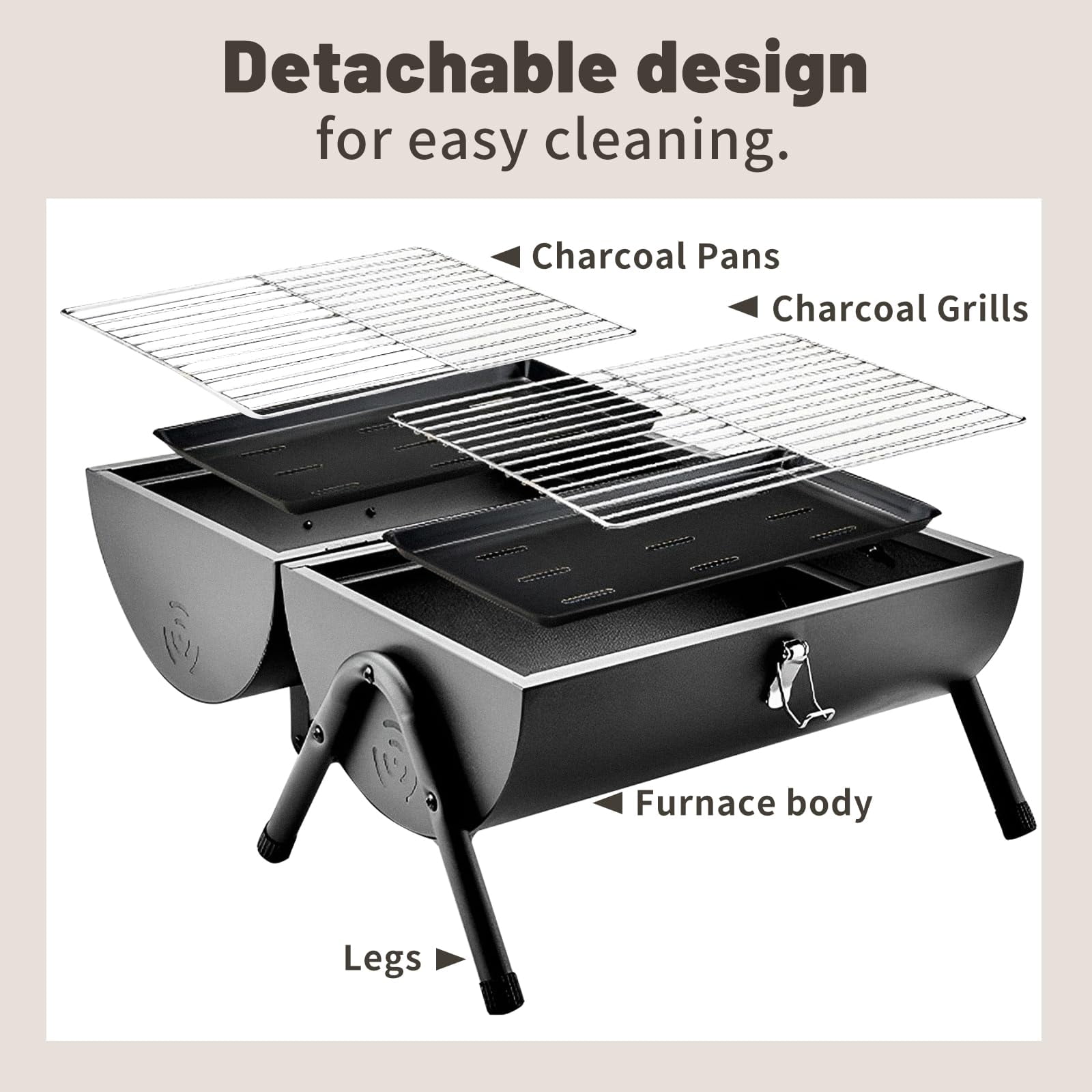 Mibote Portable Charcoal BBQ Grill for Camping and Outdoor Cooking (Black, 14 in x 11 in) lsb6q