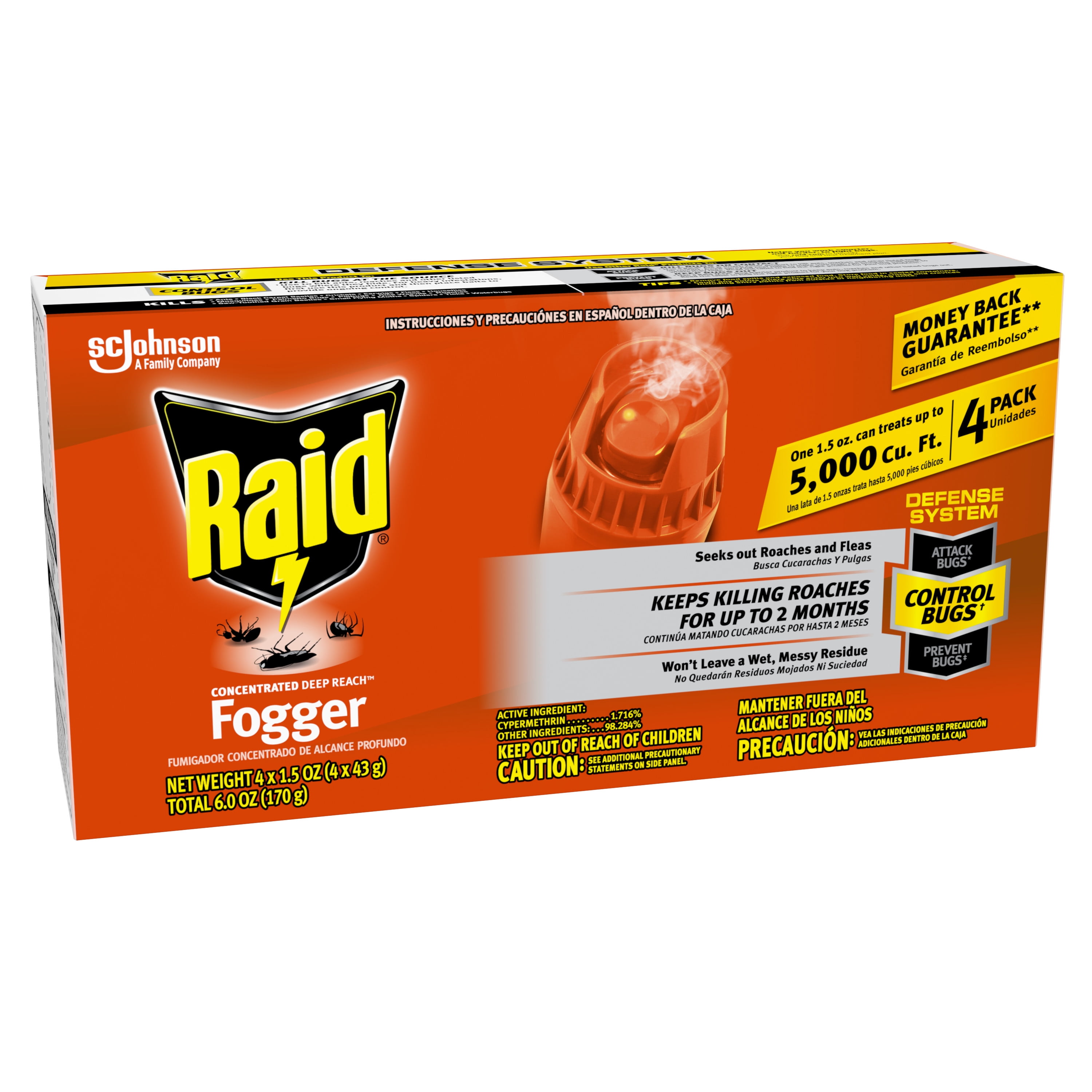 Raid Concentrated Deep Reach Fogger Insect Killer (4 Pack, 1.5 oz each) x2x5e