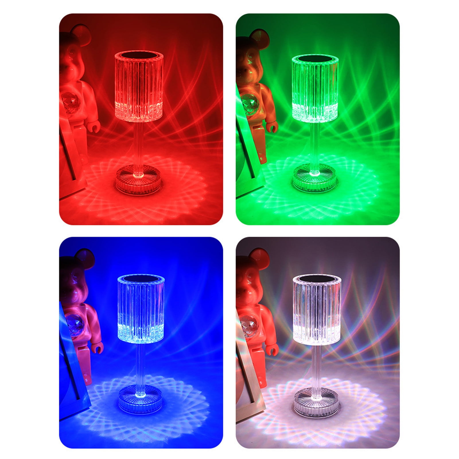 Kezqiaxn Crystal LED Desk Lamp, 16-Color RGB Touch Control Rechargeable Night Light for Bedroom and Office (1 Pack) lybgi