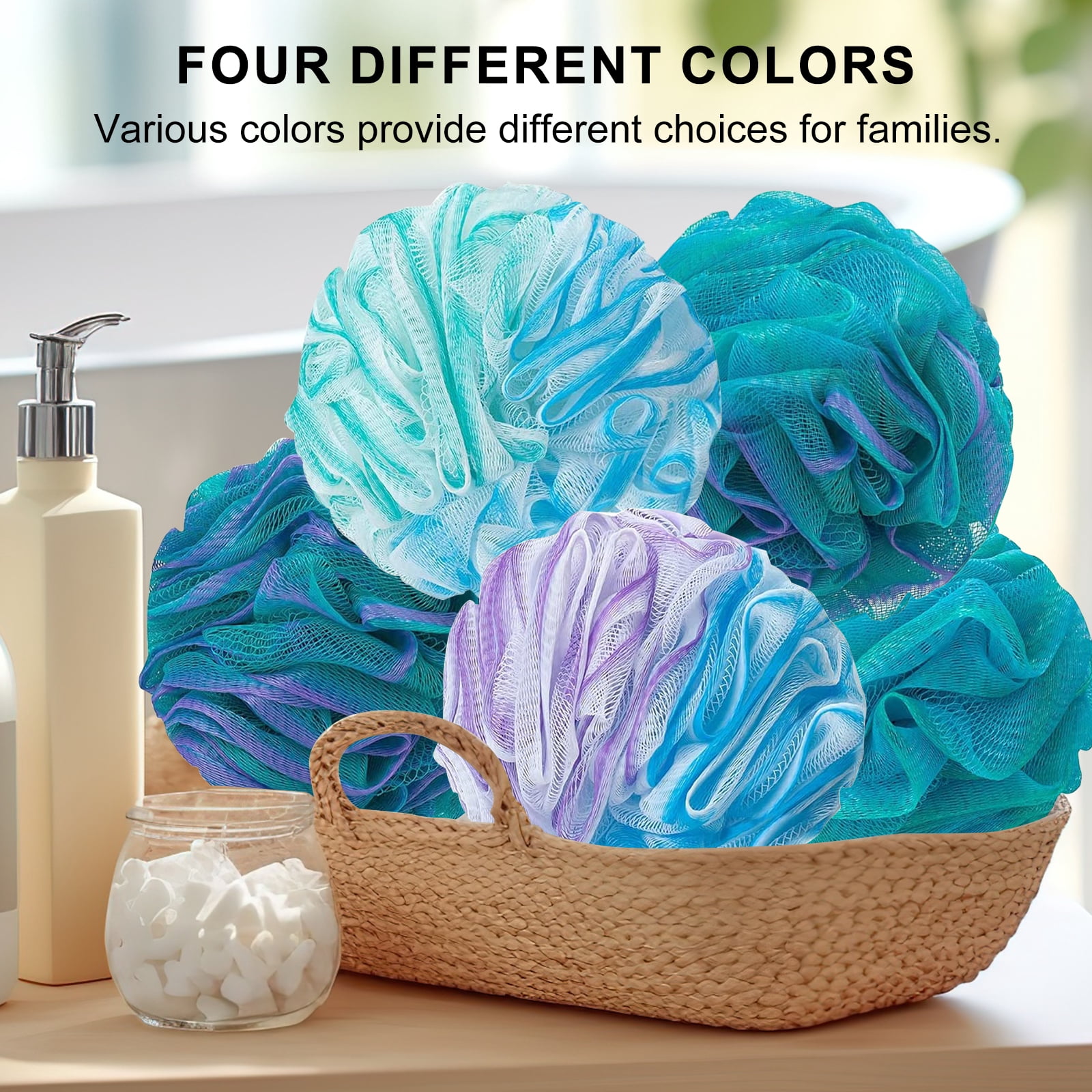 Bubbob Bath Loofah Sponges Exfoliating Shower Scrubbers (Gradient, 5-Pack) 1106h