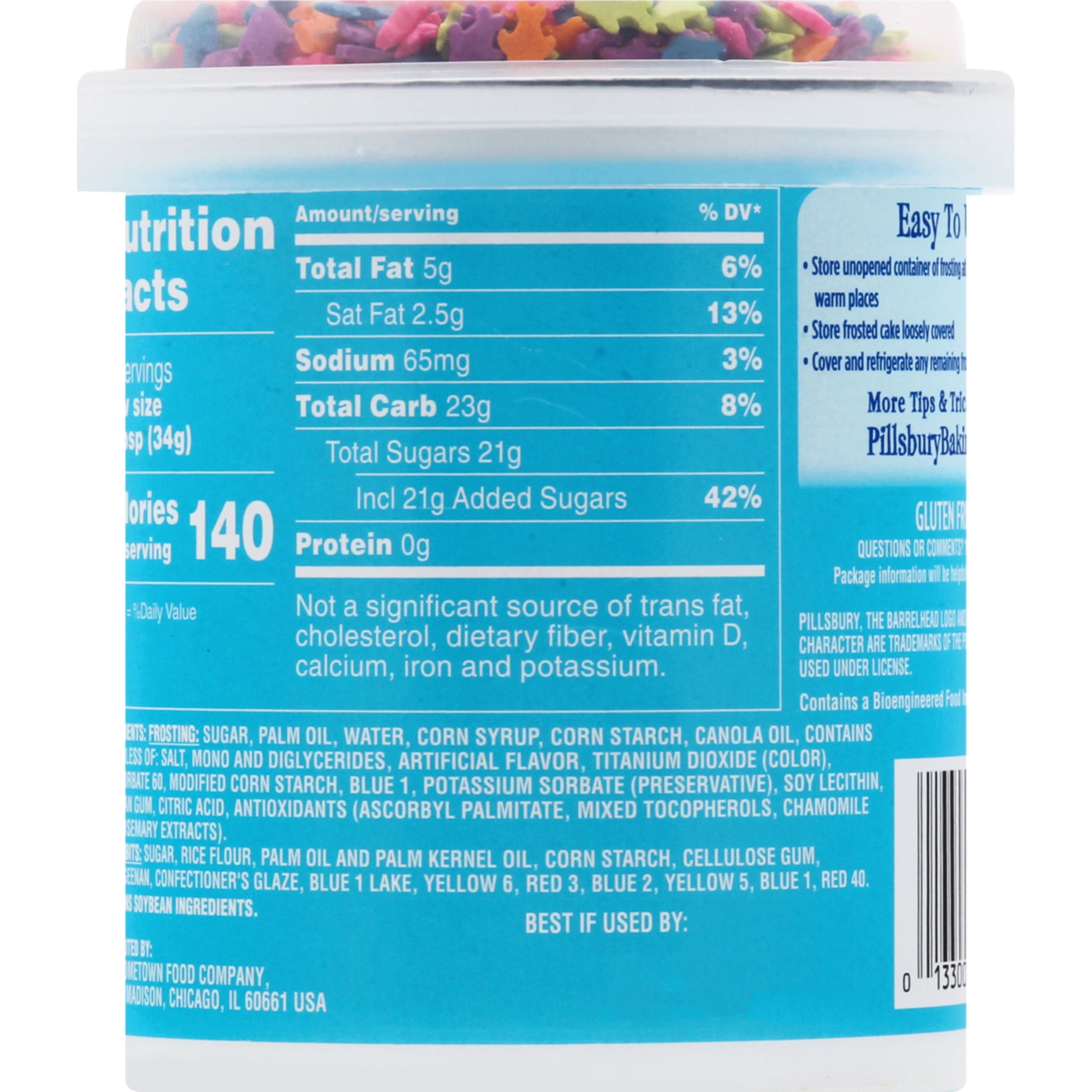 Pillsbury Funfetti Aqua Blue Vanilla Frosting with Sprinkles (Blue, 15.6 oz) 9eyvw