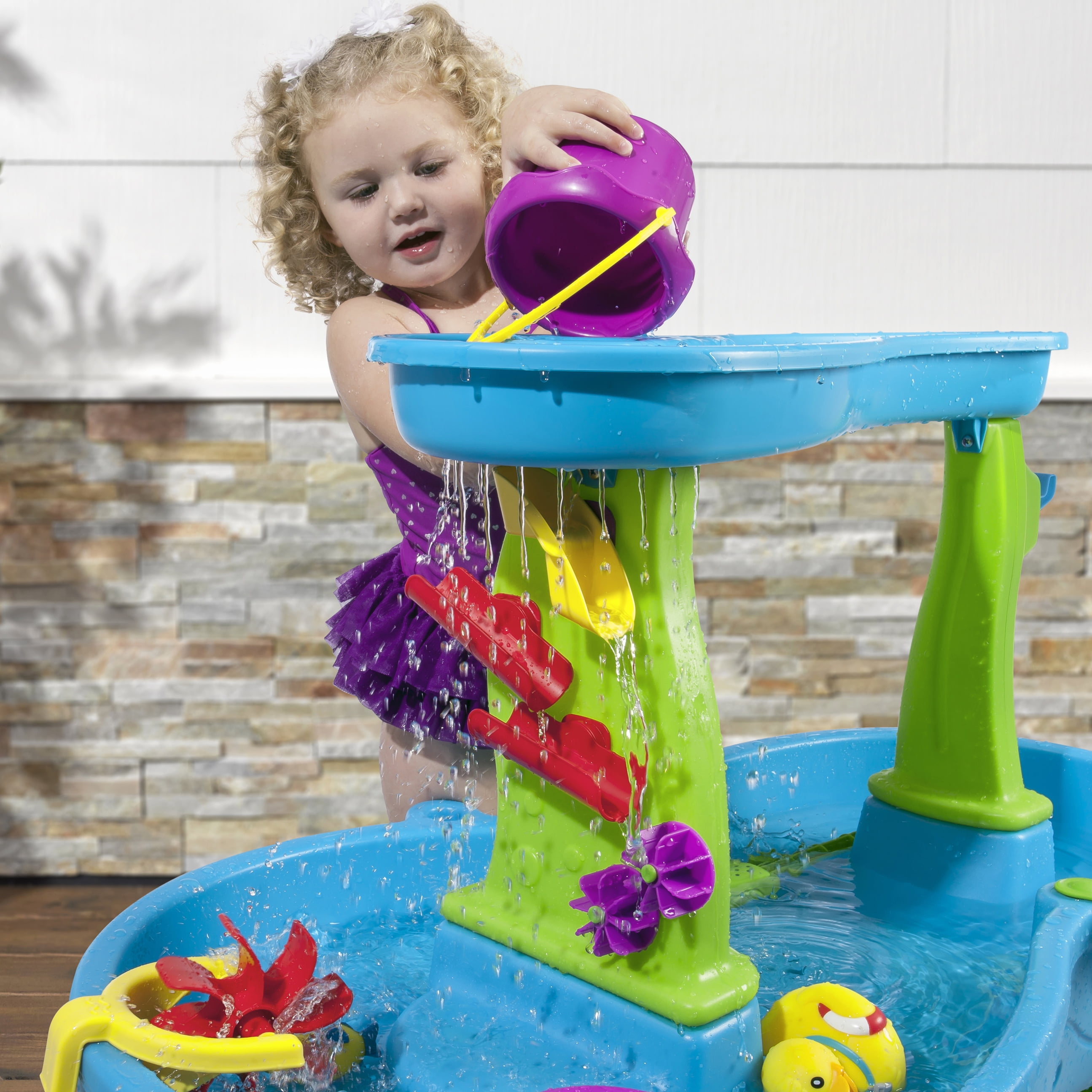 Step2 Rain Showers Splash Pond Water Table with Waterfall Tray (Blue, 5 gal) 4qb6e