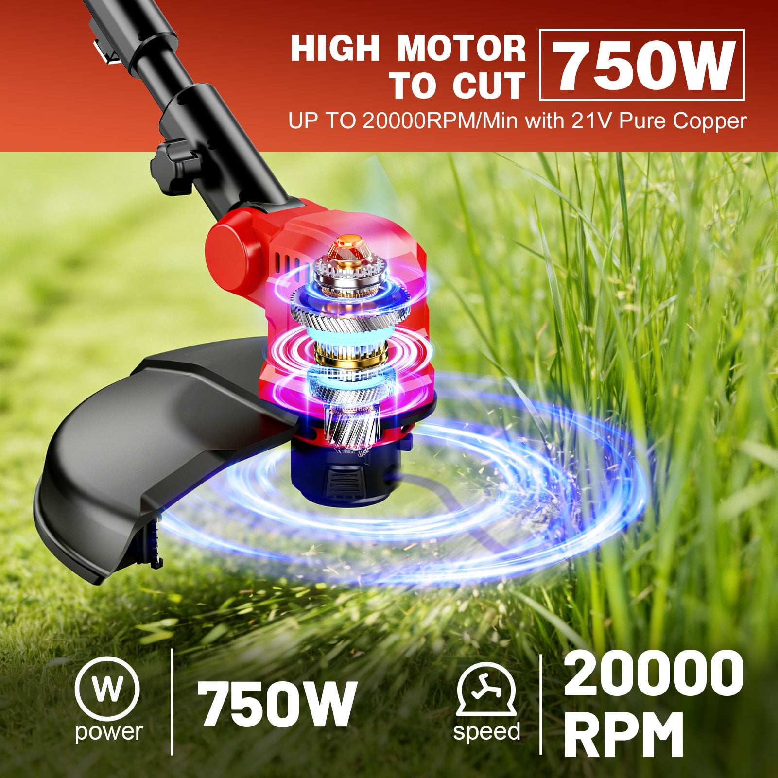 Tanbaby Cordless String Trimmer, Electric Weed Eater with 2 Batteries and Auxiliary Wheel (12 in) 3pzma