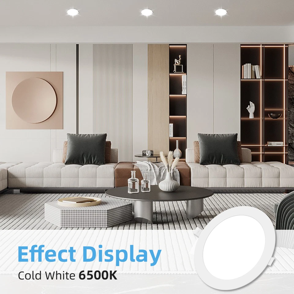 Knack 6W Round LED Recessed Ceiling Panel Downlight (White, 2 Pack) iadg3