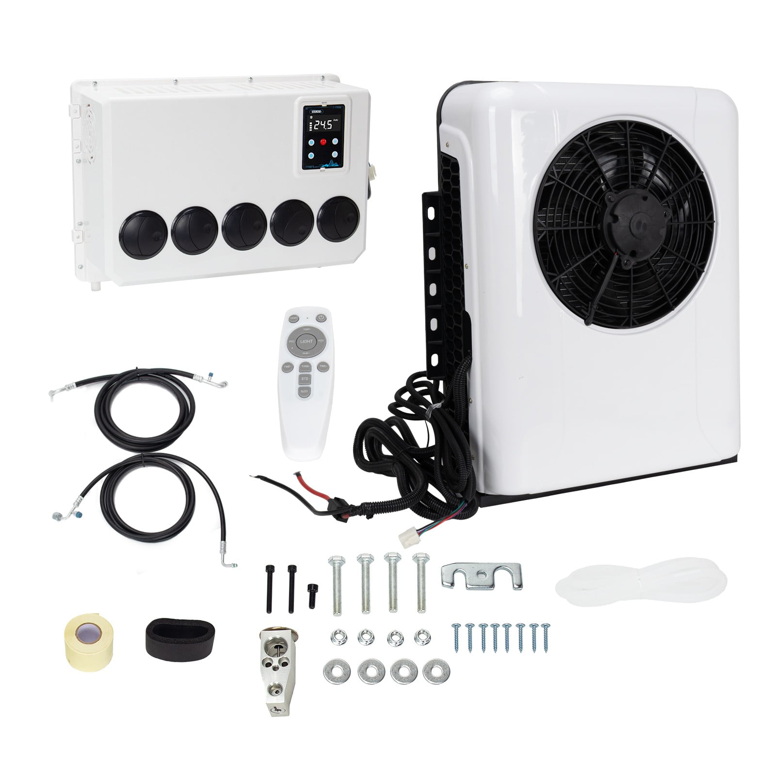 Onesaimei 12V Split Air Conditioner Kit for RV Truck and Cab (White, 12000 BTU) r7bxu