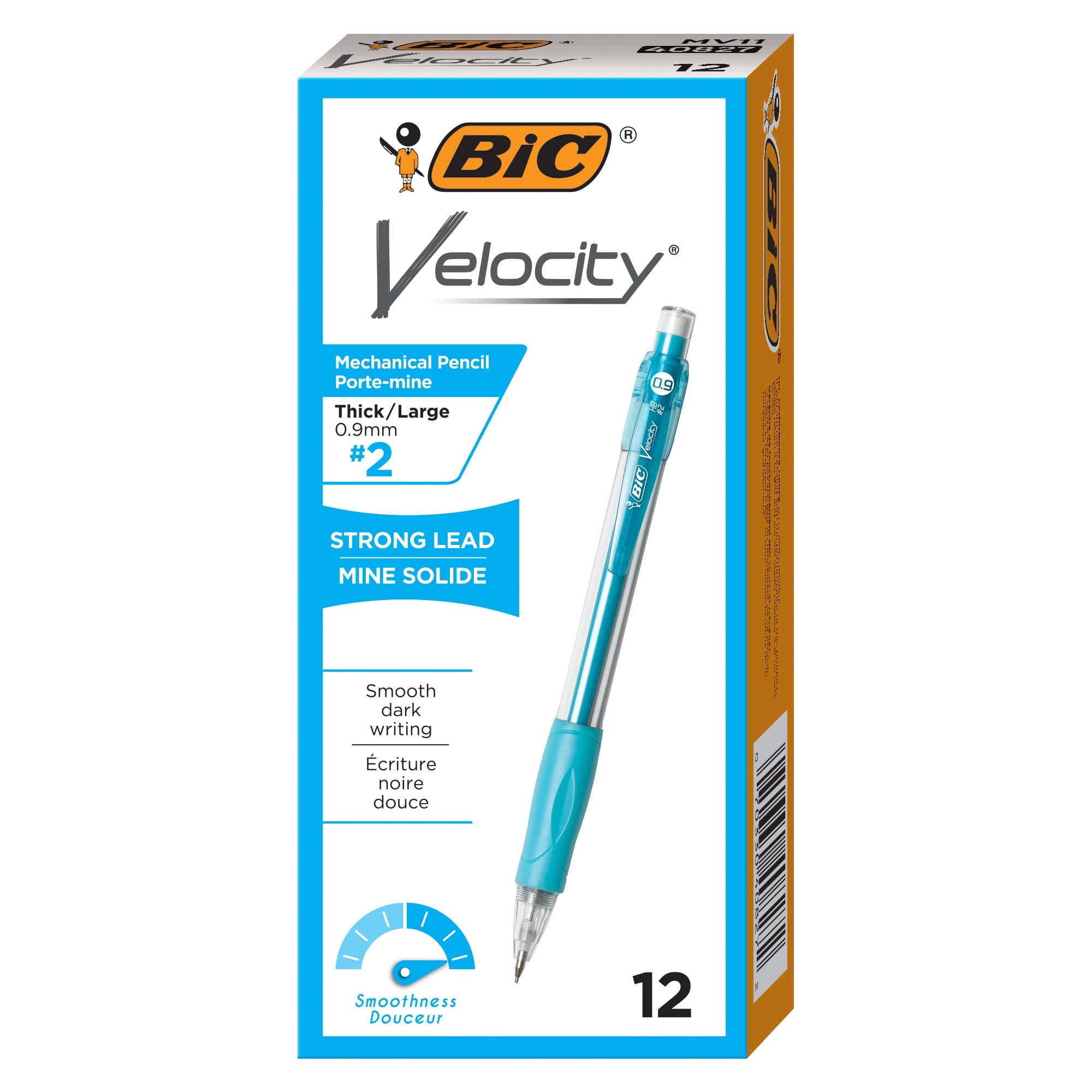 BIC Velocity Original Mechanical Pencil, Smooth Writing, Comfortable Grip (Blue, 12-Count) fyilt