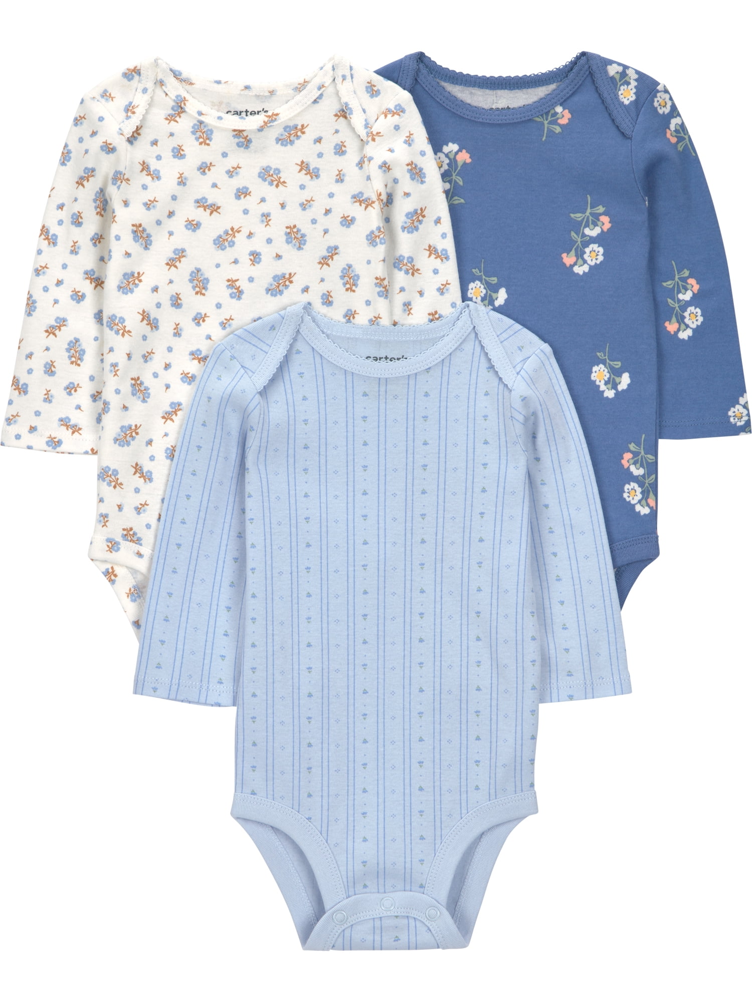 Carter's Child of Mine Baby Bodysuits (Blue, 3-Pack) l8b1z