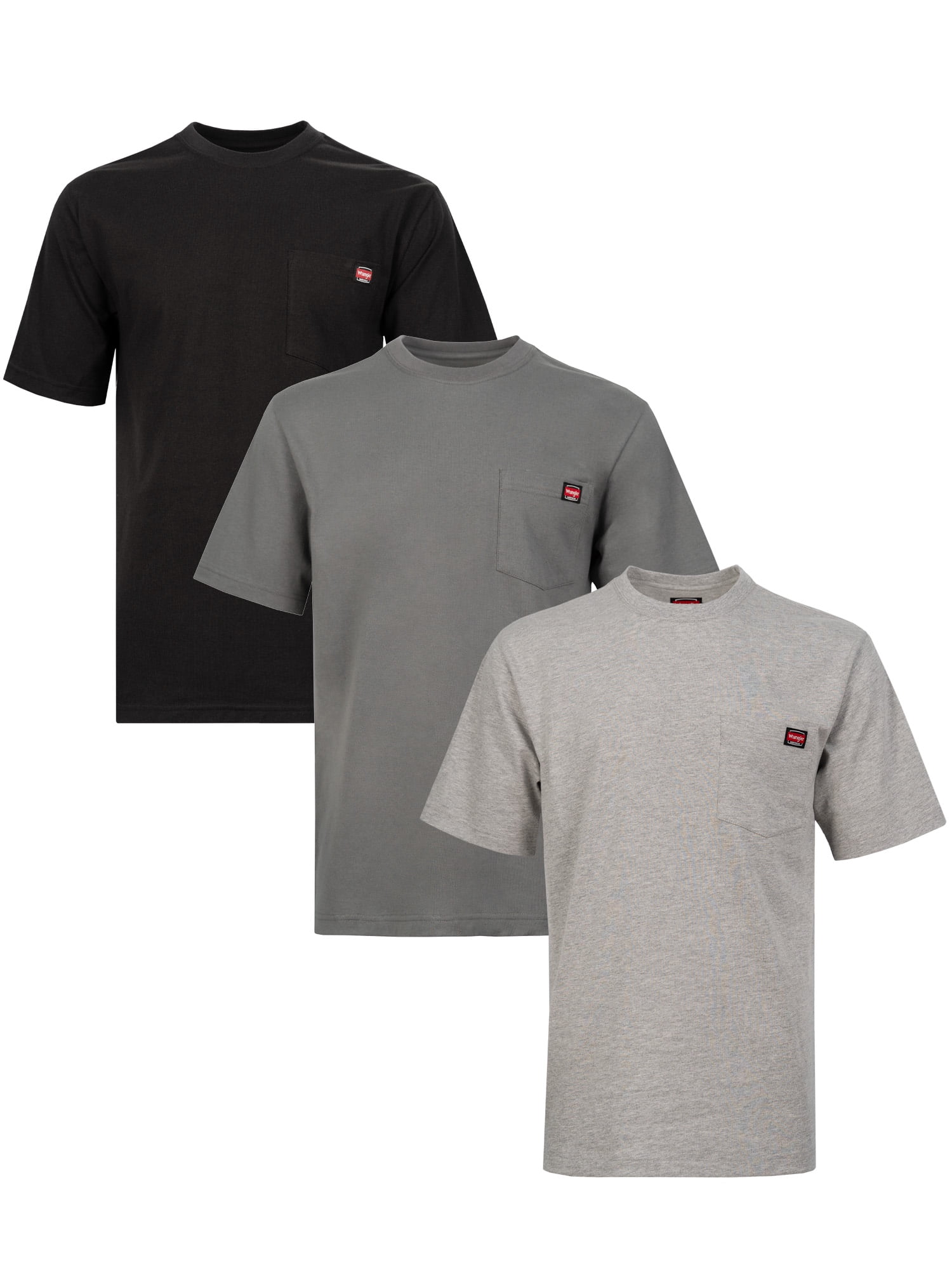 Wrangler Workwear Men's Short Sleeve Pocket T-Shirt (Grey, S) 3-Pack scu55
