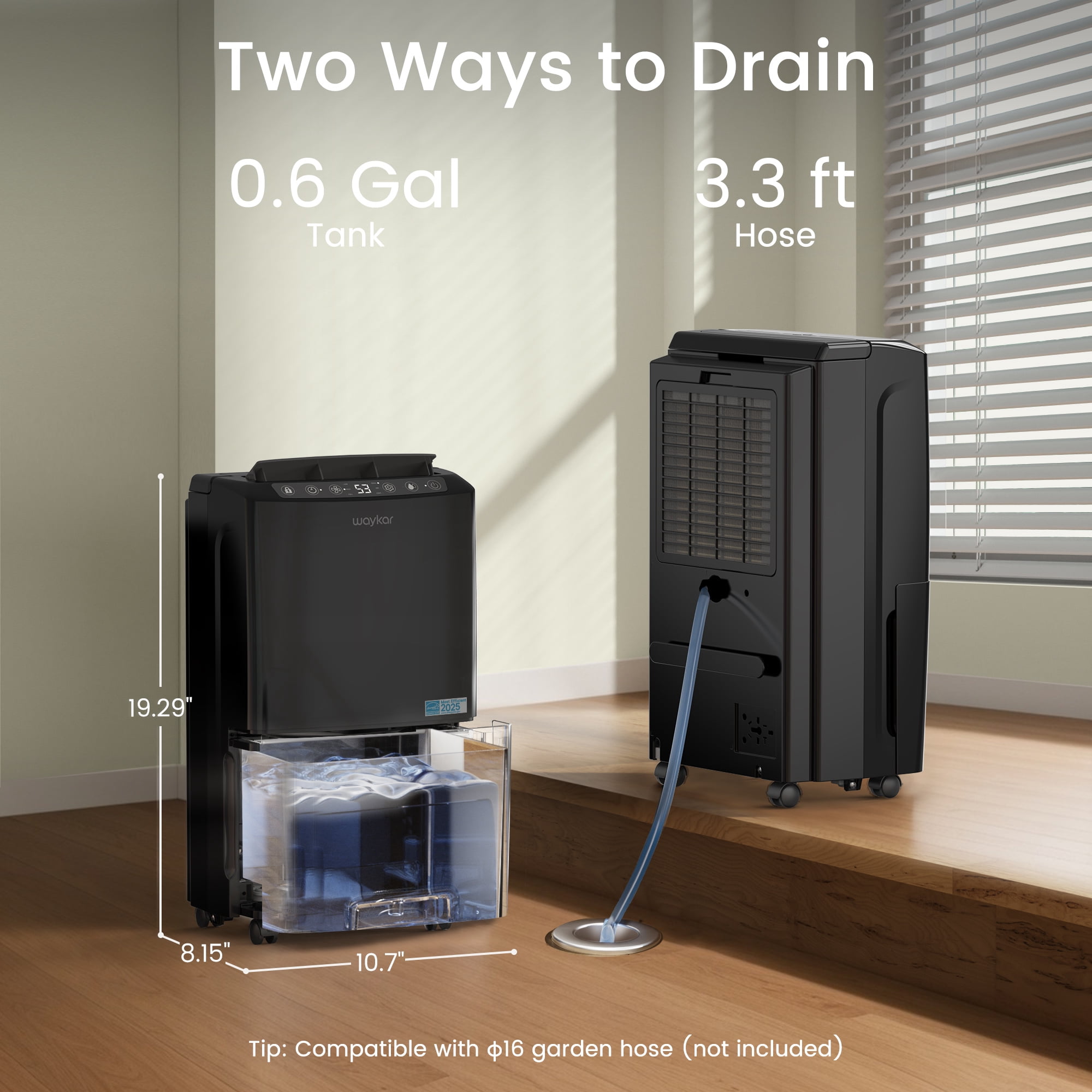 Waykar 34 Pint Dehumidifier for Home and Basement (Energy Star, Ultra Quiet, 10 Pint DOE) fmhiz