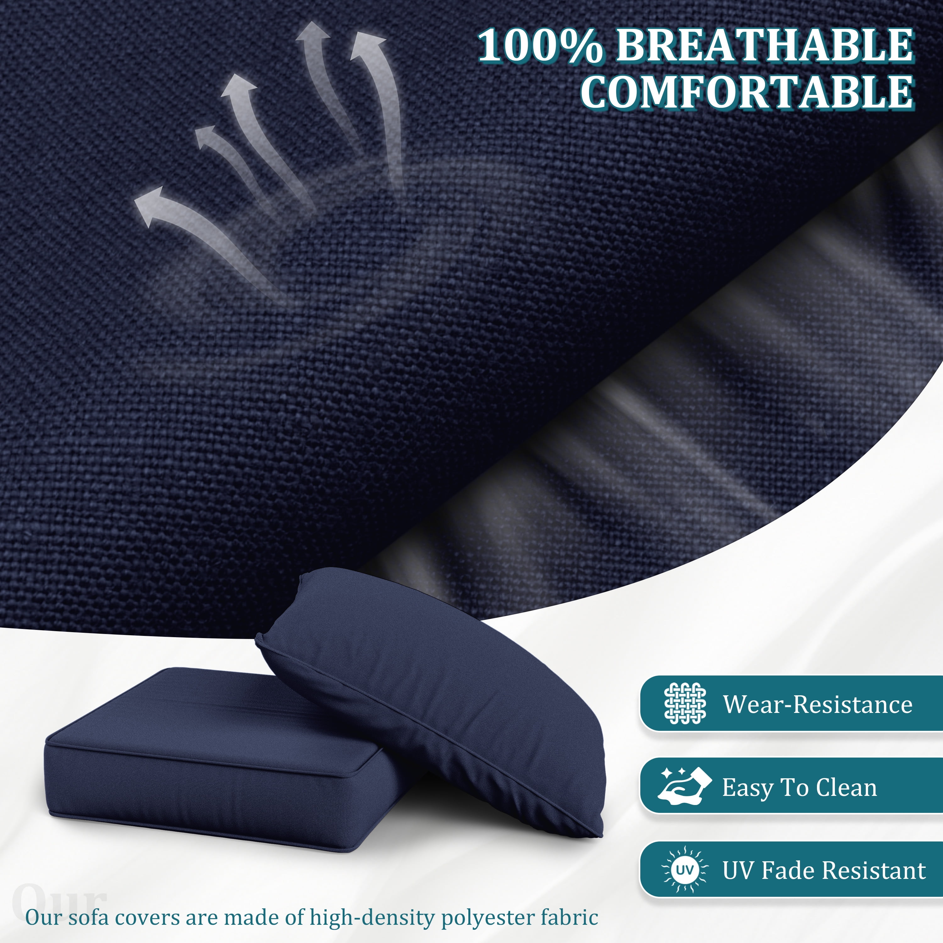 Kimunuk Outdoor Deep Seat Cushion Set, Patio Furniture Replacement Cushions for Sofa Couch (Navy, 24 in x 24 in x 6.5 in) wf78i