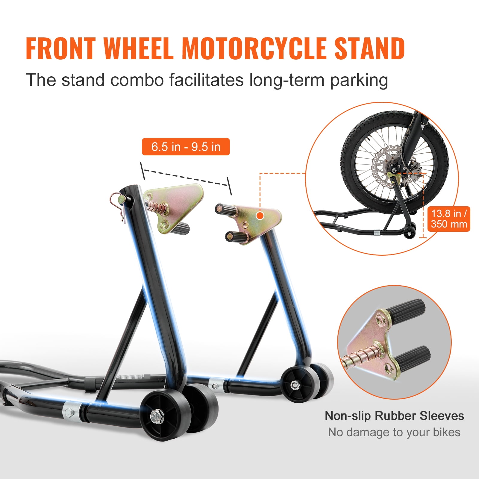 KFFKFF Motorcycle Front and Rear Paddock Stand Lift Set (Black, 850 lb Capacity) yl4aw