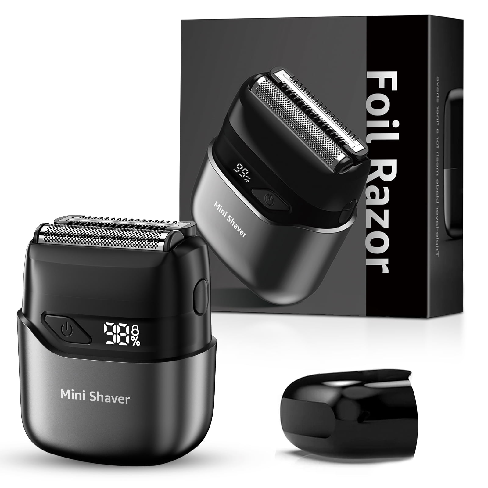 Nogroa Electric Razor for Men, Portable Mini Foil Shaver with 2 Floating Blades, IPX7 Waterproof, USB-C Rechargeable (Black, 1 Count) y2881
