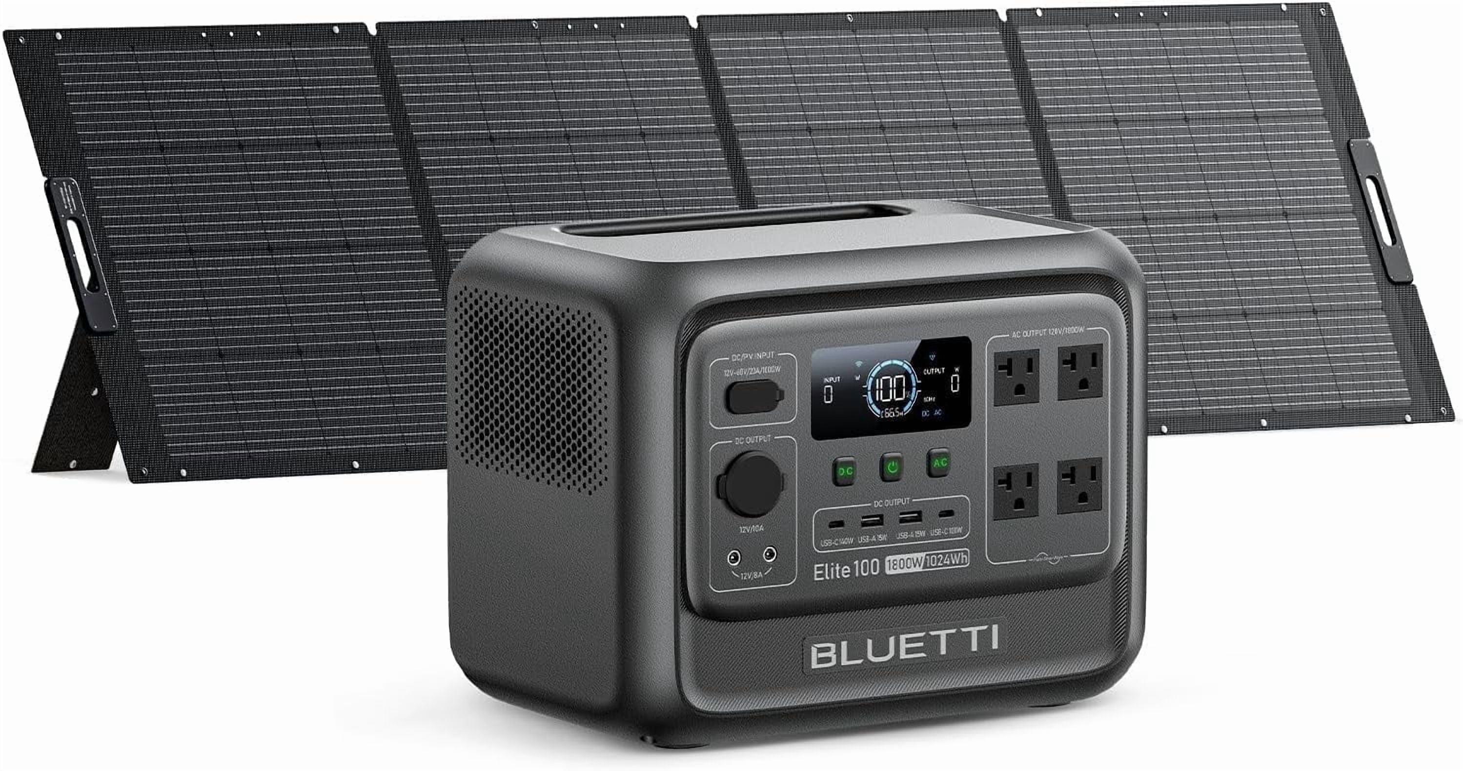BLUETTI Elite 100 V2 Portable Power Station, 1024Wh Solar Generator with 350W Solar Panel (1800W AC Output, 25 lb) ccrjm