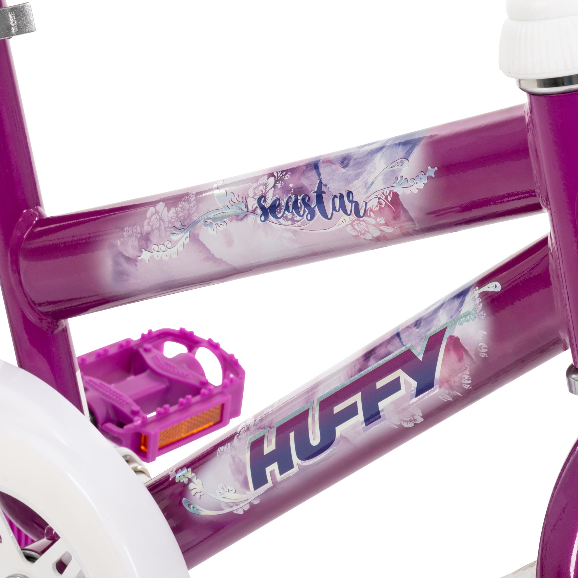 Huffy Sea Star Kids Bike for Girls, Durable Steel Frame with Training Wheels (Purple, 16 in) iiwqg