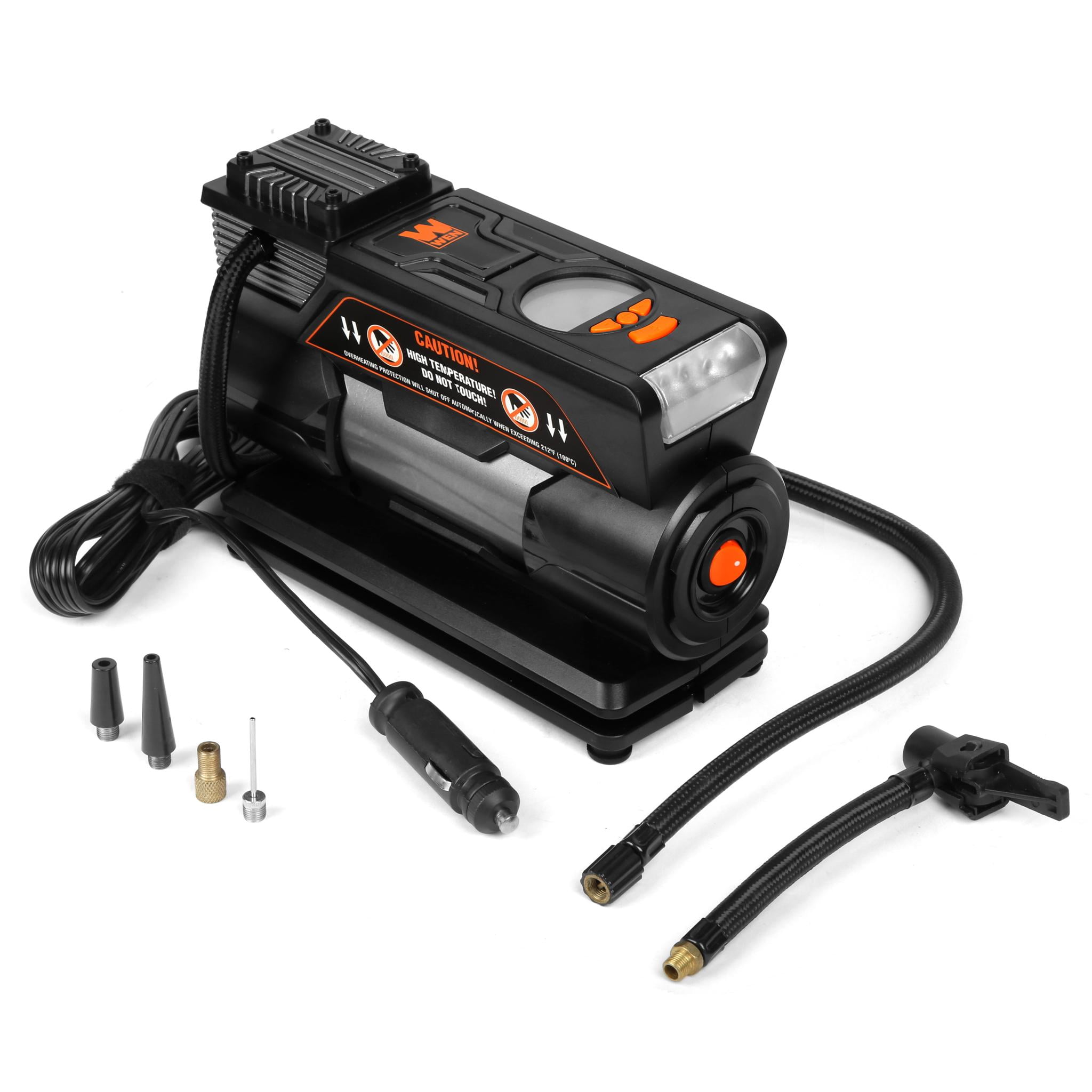 WEN Portable Air Compressor and Tire Inflator with Digital Gauge and Carrying Case (Black, 12V) cv6b9
