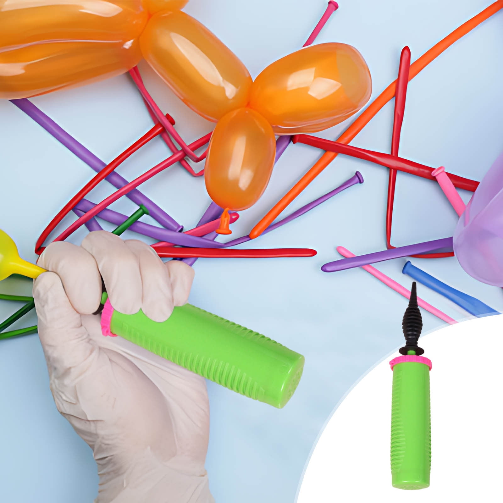 Zenithome Dual-Action Manual Balloon Pump Ergonomic Handheld Inflator for Parties and Crafts (Green, 4.92 in x 0.79 in) xle3u