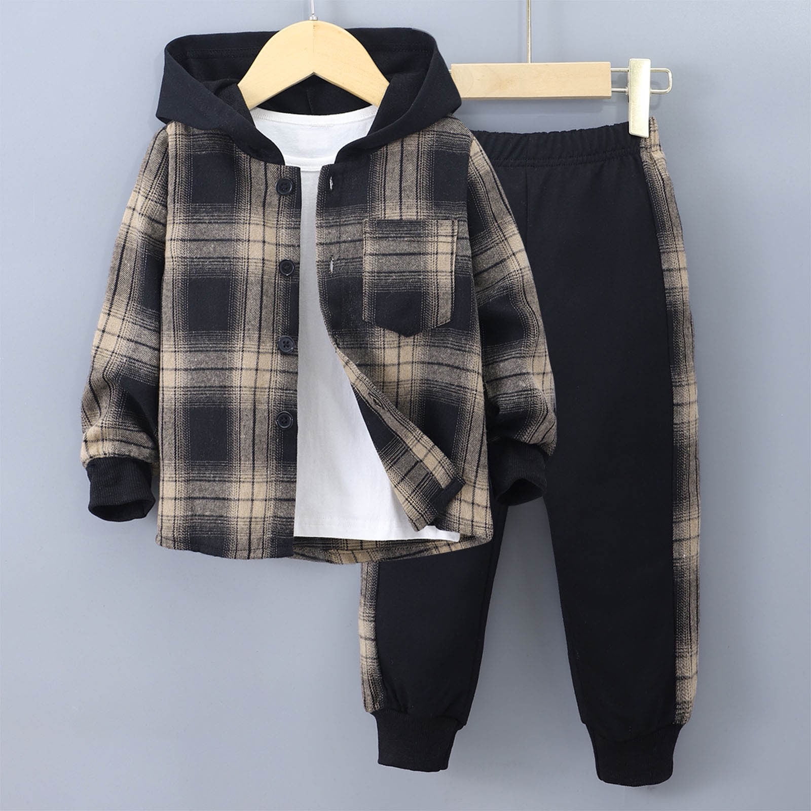 Staki Boys 2-Piece Sweatsuit Set Long Sleeve Hoodie and Camouflage Pants (Brown, 3 Years) 3t2oc