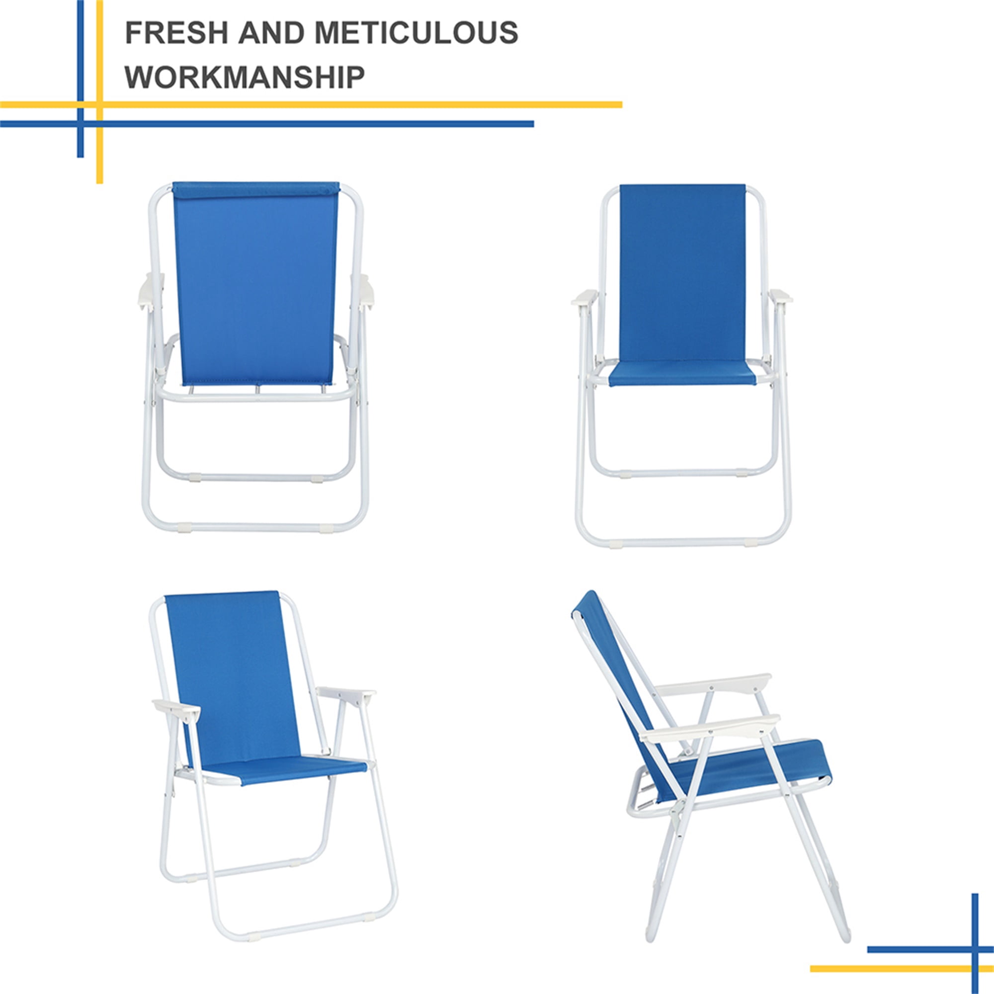 GVN Folding Beach Sand Chair, Portable Reclining Outdoor Seat with Oxford Cloth and Iron Frame (Dark Blue, 1 Pack) cckd8