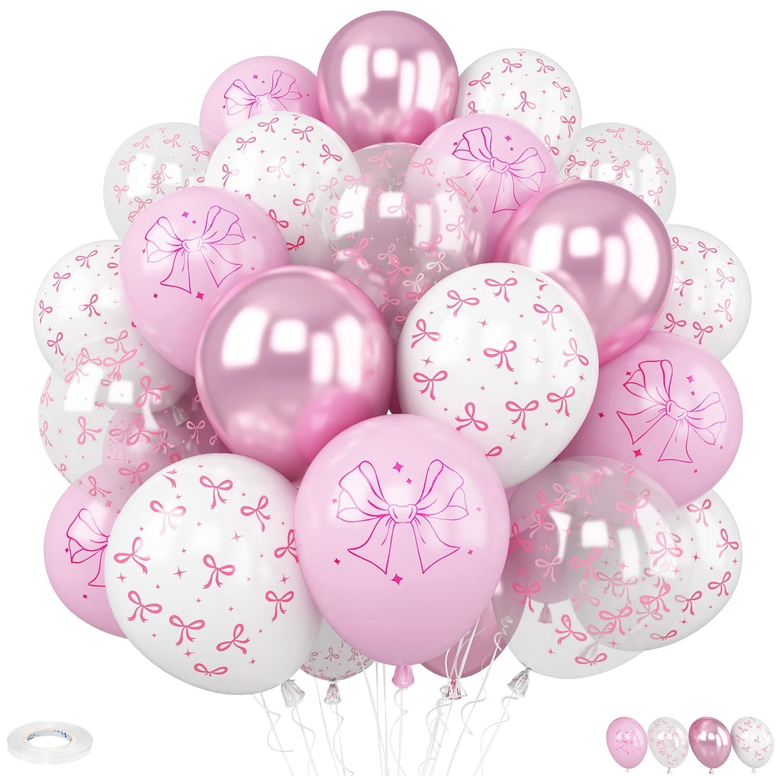 SMF Pink Bow Balloons Party Decoration Set (Light Pink, 50 Pcs, 12 in) b8le9