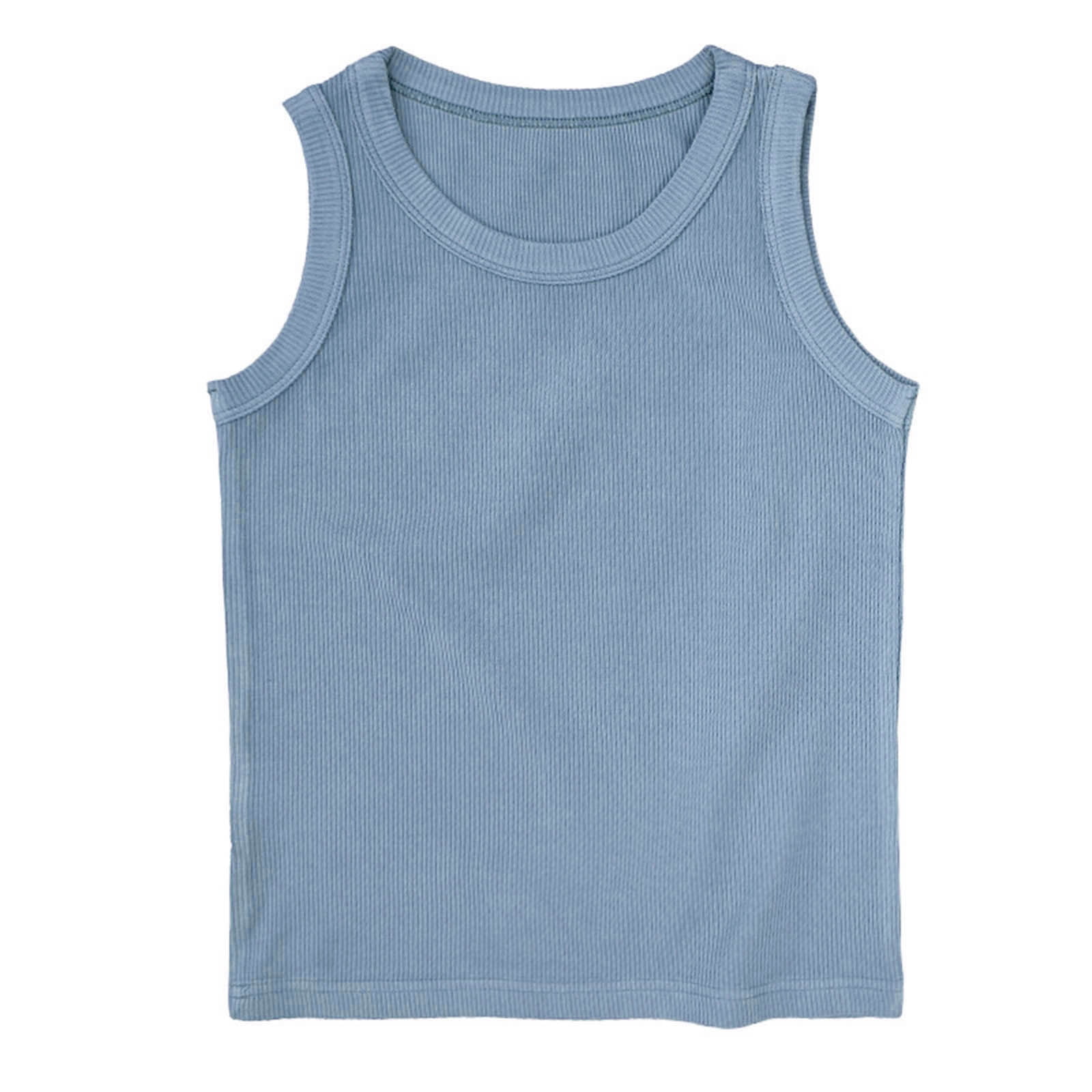 FAIWAD Girls Ribbed Knit Tank Top Sleeveless Summer Workout Shirt (Blue, Small) kdiin