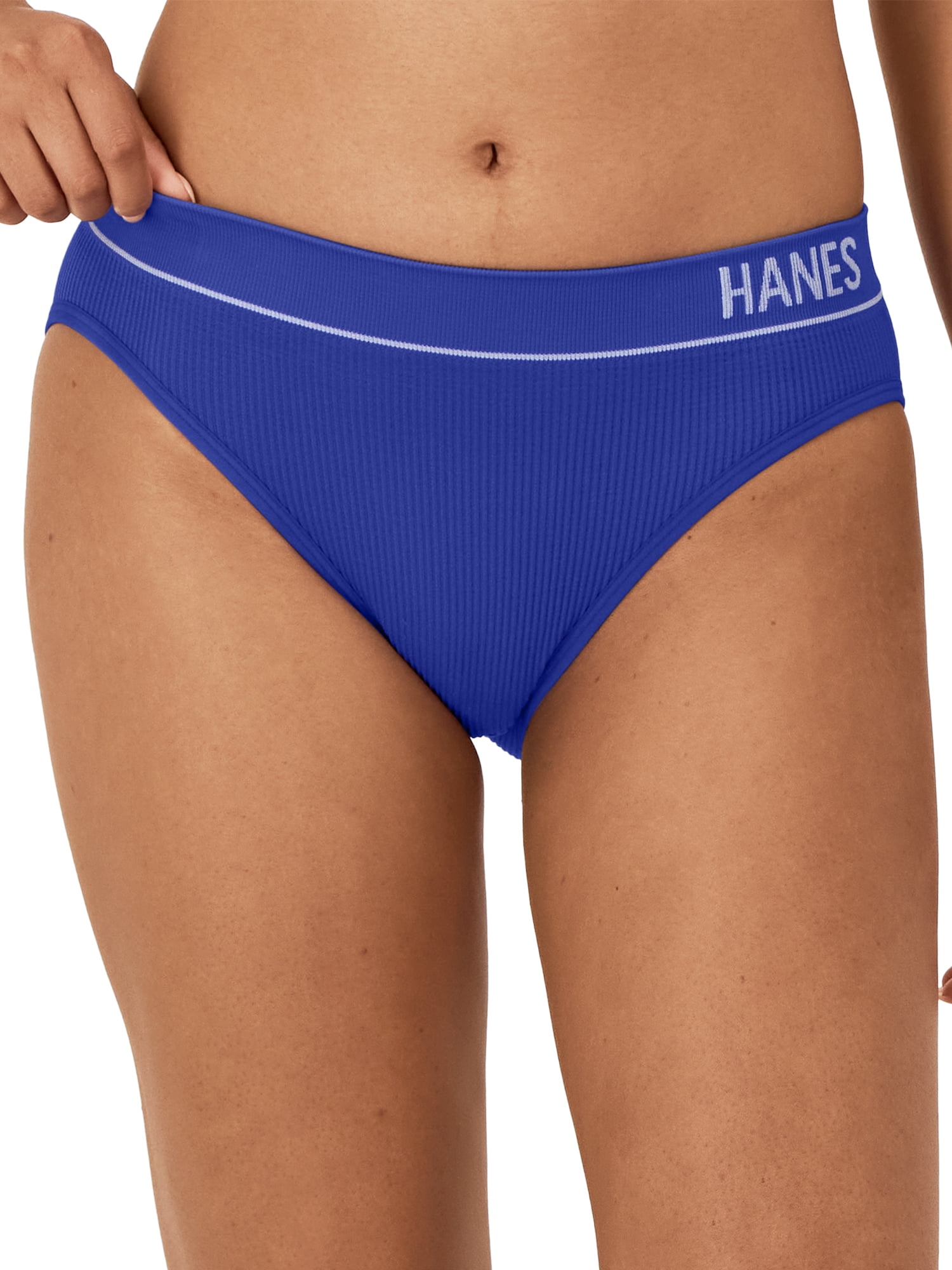 Hanes Originals Women's Seamless Rib Bikini Underwear (White, 3-Pack) wj3b3