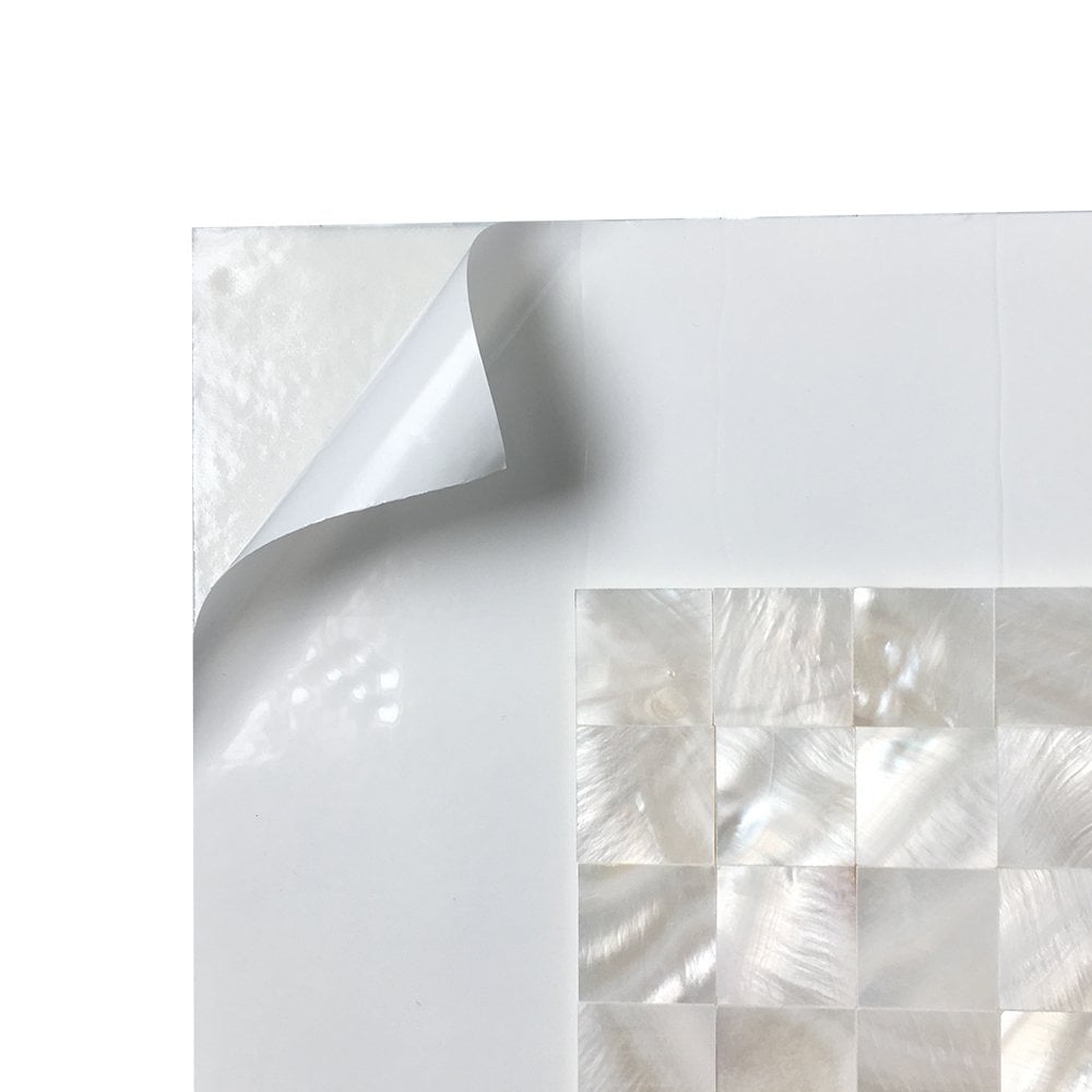 Art3d Peel and Stick Mother of Pearl Mosaic Tile, Seamless Square Wall Decor (White, 12 in. x 12 in., 6-Pack) eg4gv