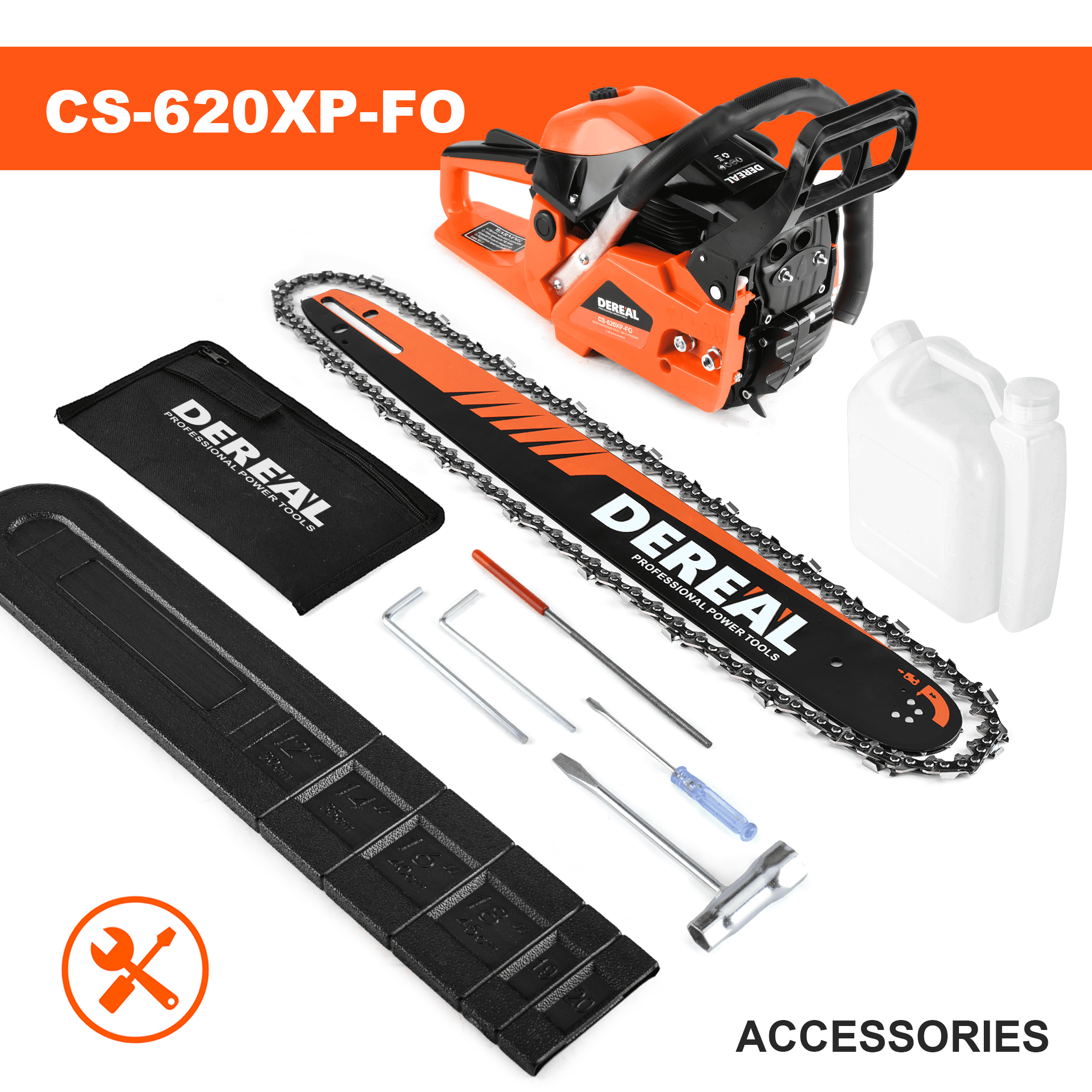 Vetoper 62CC Gas Chainsaw, 2-Stroke Heavy-Duty Wood Cutting Saw with Automatic Oiler (Orange, 20 in) vgowf