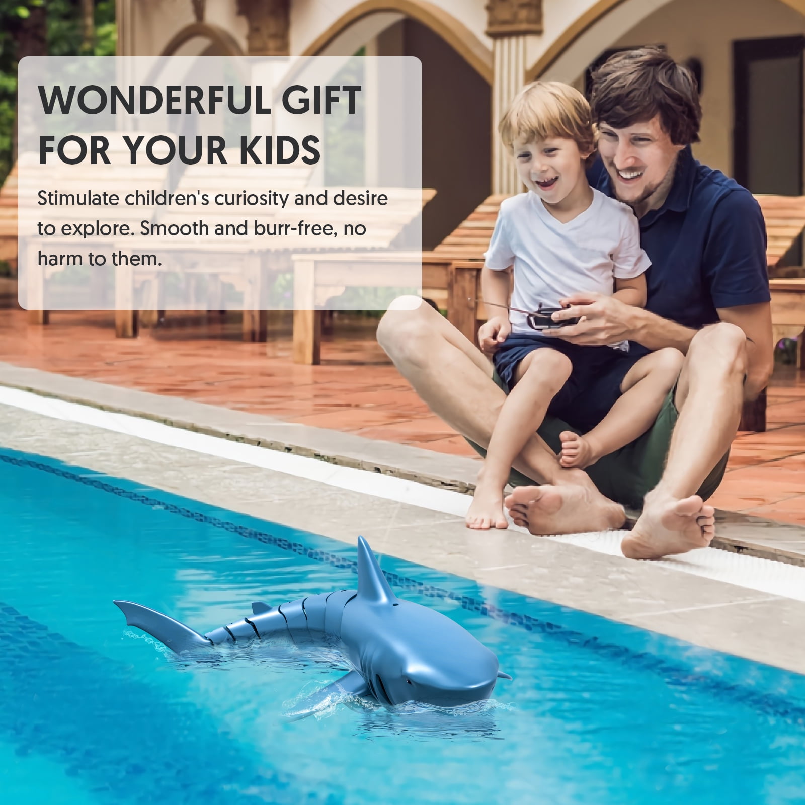 UUGEE Remote Control Shark Toy, Realistic Swimming RC Boat for Pool and Bathtub (Blue, 13.78 in x 5.51 in) 4jjd0