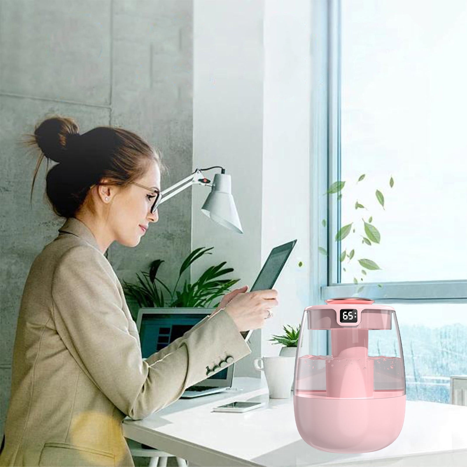 JikouIivo Ultrasonic Humidifier for Bedroom with Humidity Display and Night Light (Pink, 67.6 fl oz) lan4m